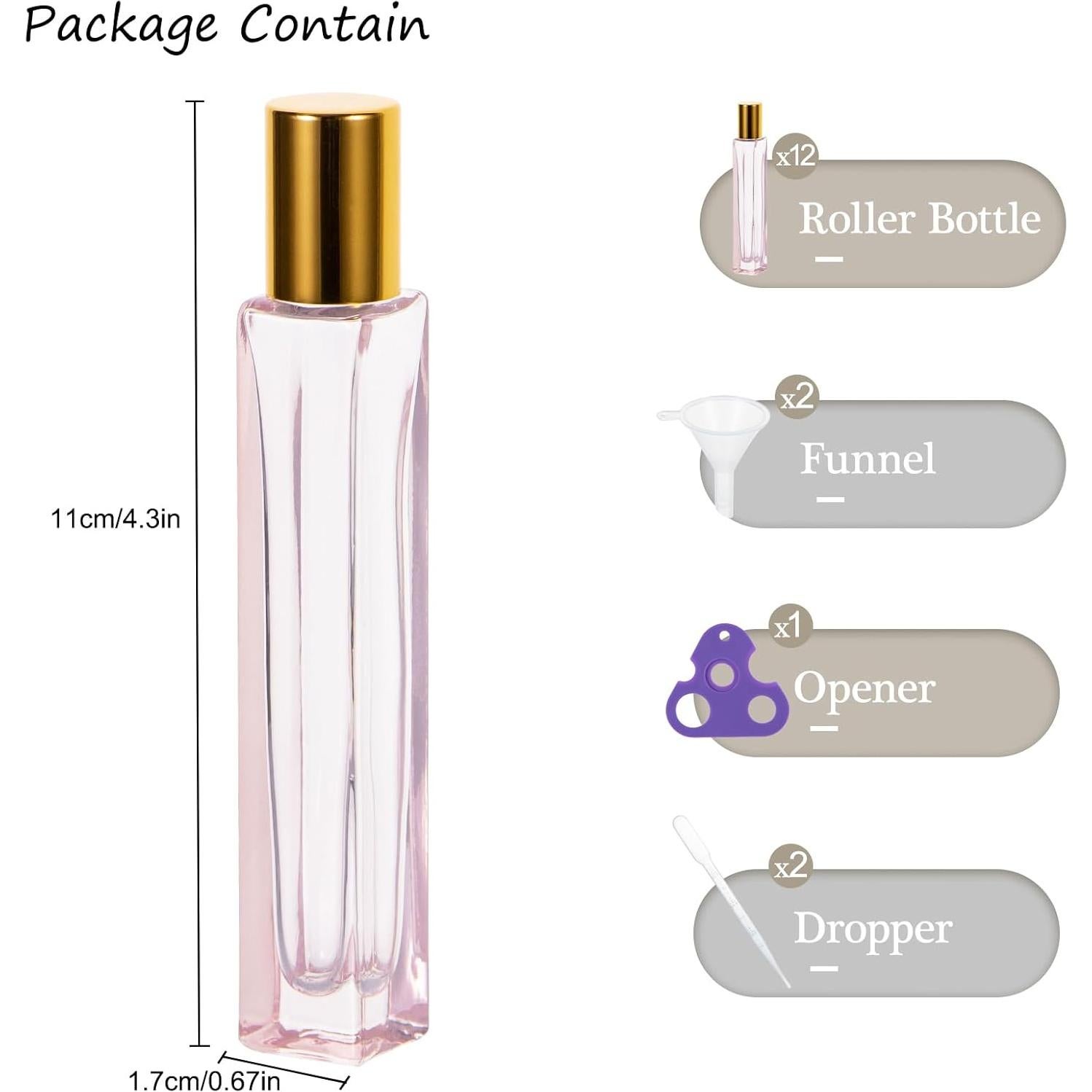 Botellas de Rodillo de Vidrio Yebeauty 10ml Rosa - 4 Pack