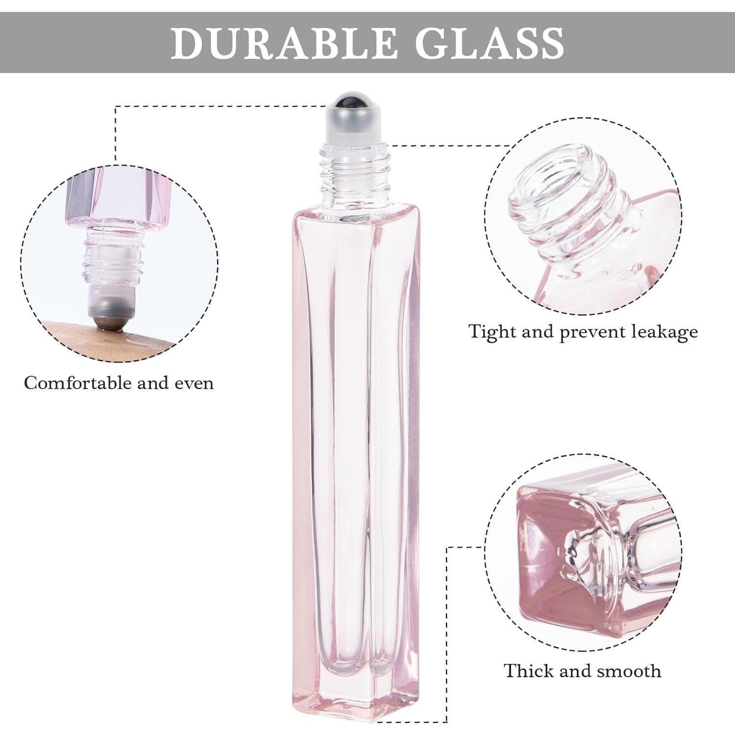 Botellas de Rodillo de Vidrio Yebeauty 10ml Rosa - 4 Pack