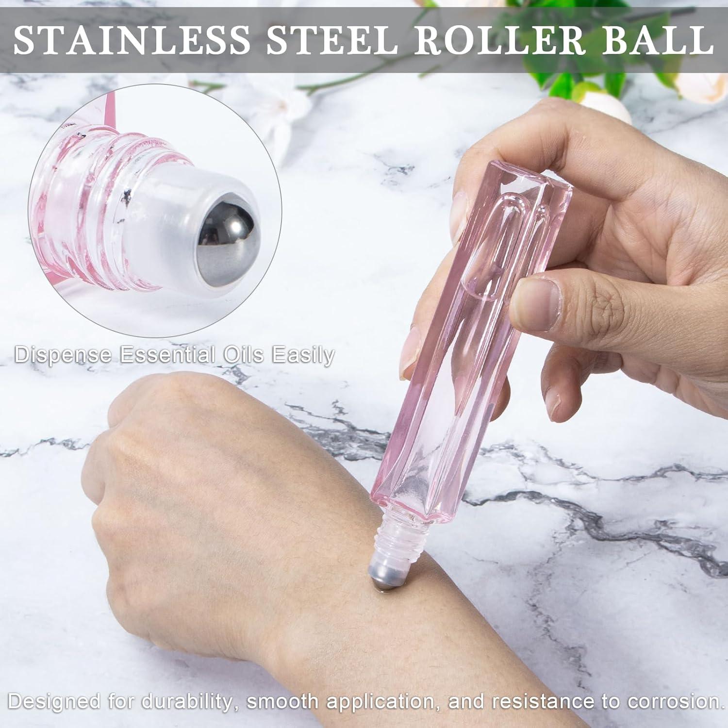 Botellas de Rodillo de Vidrio Yebeauty 10ml Rosa - 4 Pack