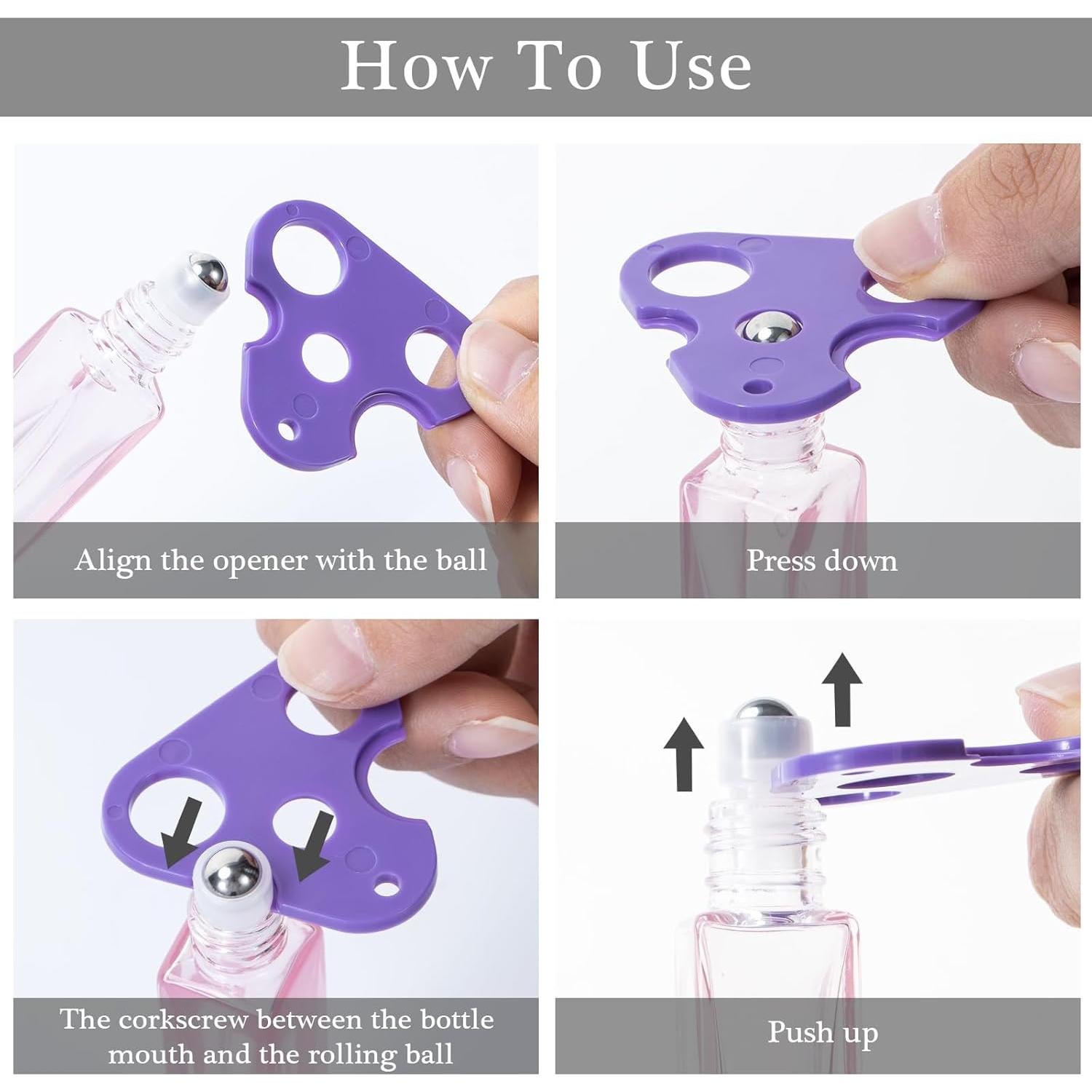 Botellas de Rodillo de Vidrio Yebeauty 10ml Rosa - 4 Pack