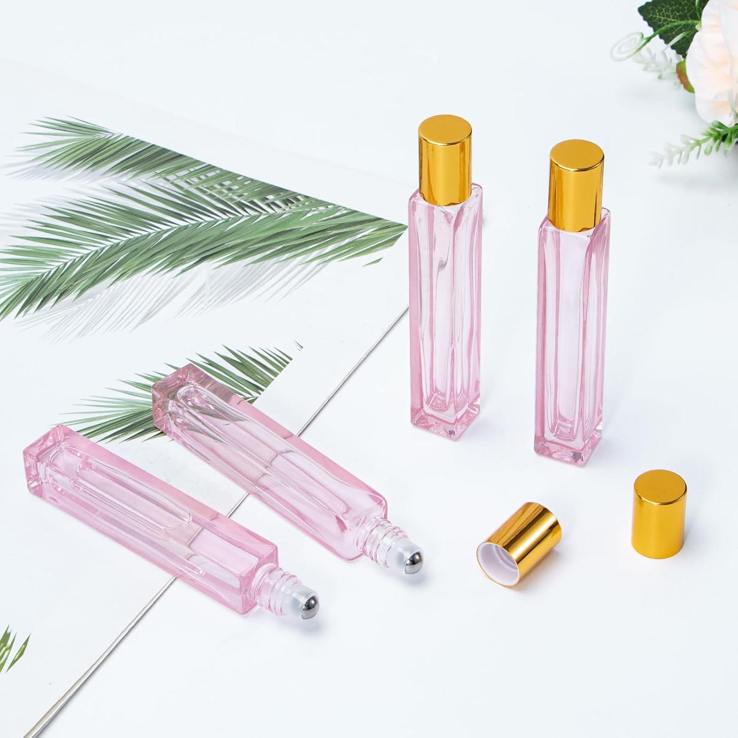 Botellas de Rodillo de Vidrio Yebeauty 10ml Rosa - 4 Pack