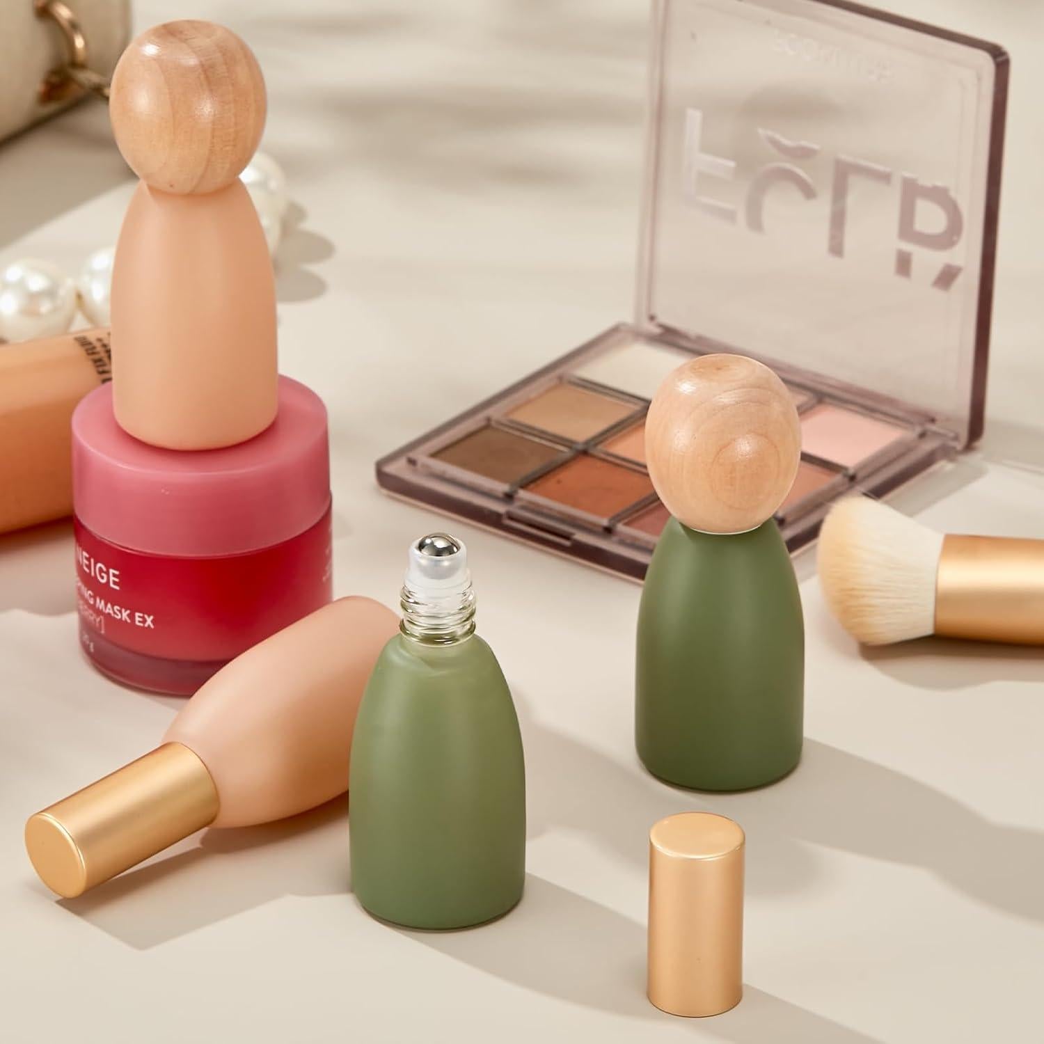 Botellas de vidrio rodantes Qeuly 10ml - Paquete de 4 para aceites