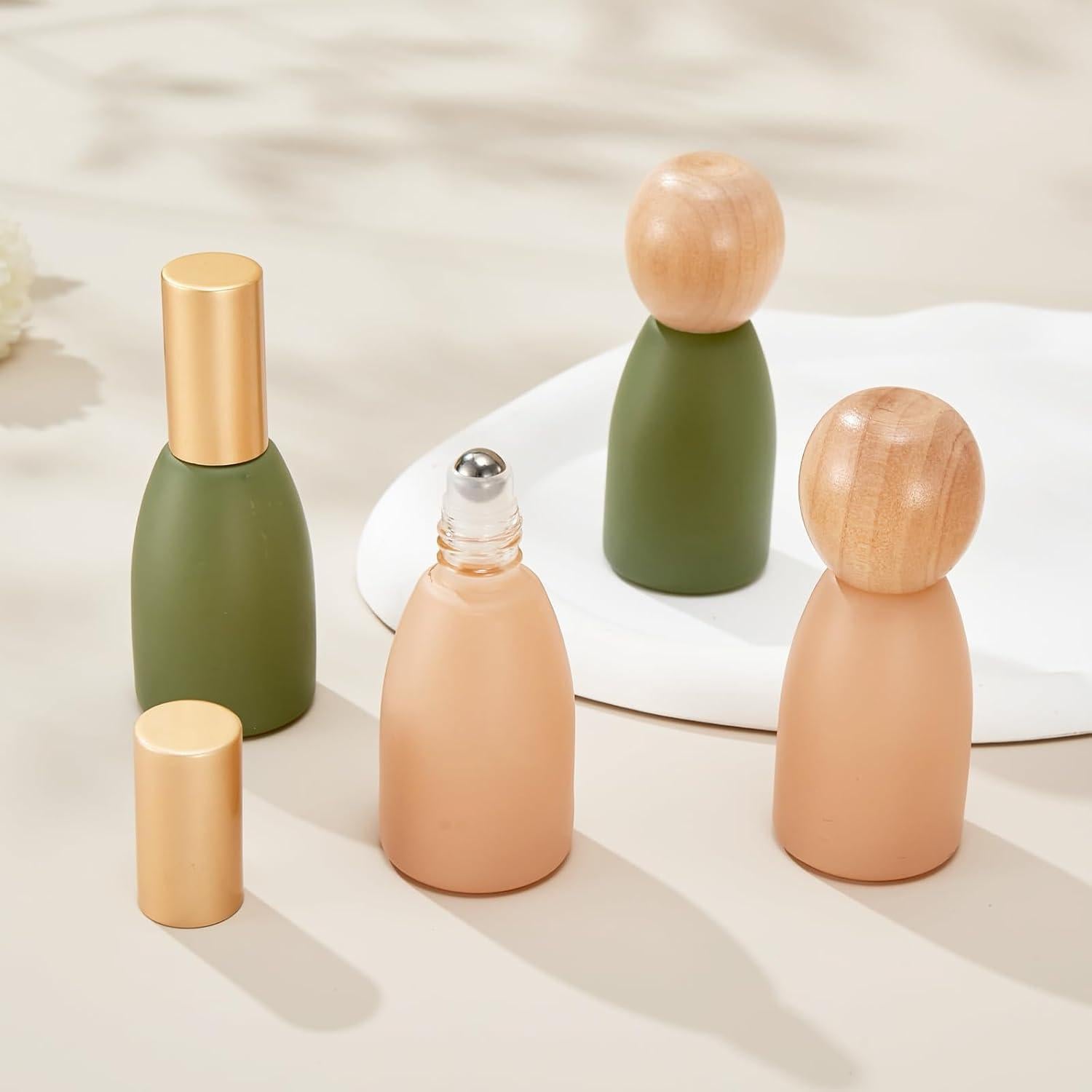 Botellas de vidrio rodantes Qeuly 10ml - Paquete de 4 para aceites