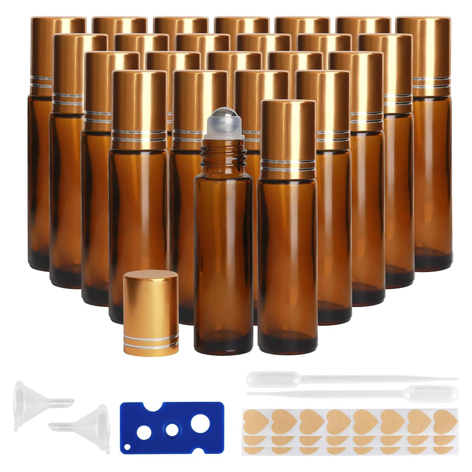 Botellas de Aceite Esencial de Vidrio Ámbar 10ml - 24 Piezas