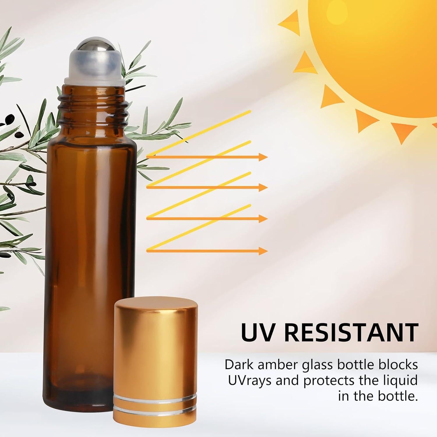 Botellas de Aceite Esencial de Vidrio Ámbar 10ml - 24 Piezas