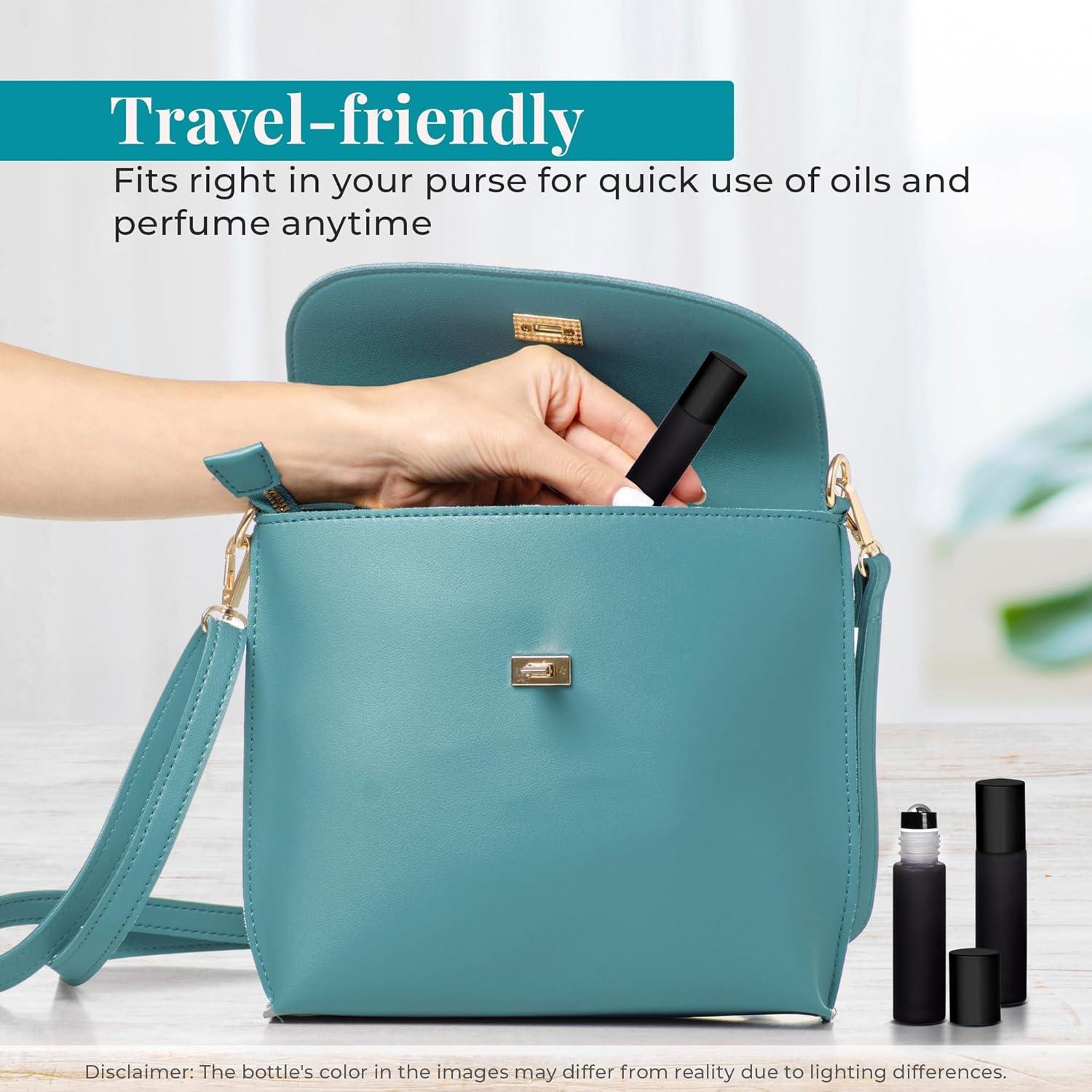 Botellas de Aceite Esencial 10ml Vidrio Esmerilado Negro - 10 Piezas