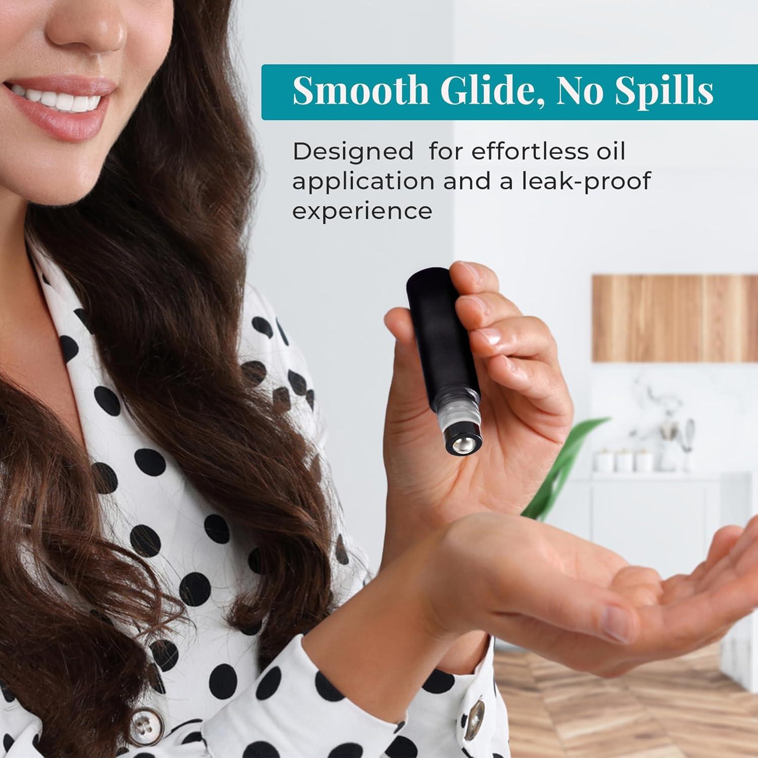 Botellas de Aceite Esencial 10ml Vidrio Esmerilado Negro - 10 Piezas