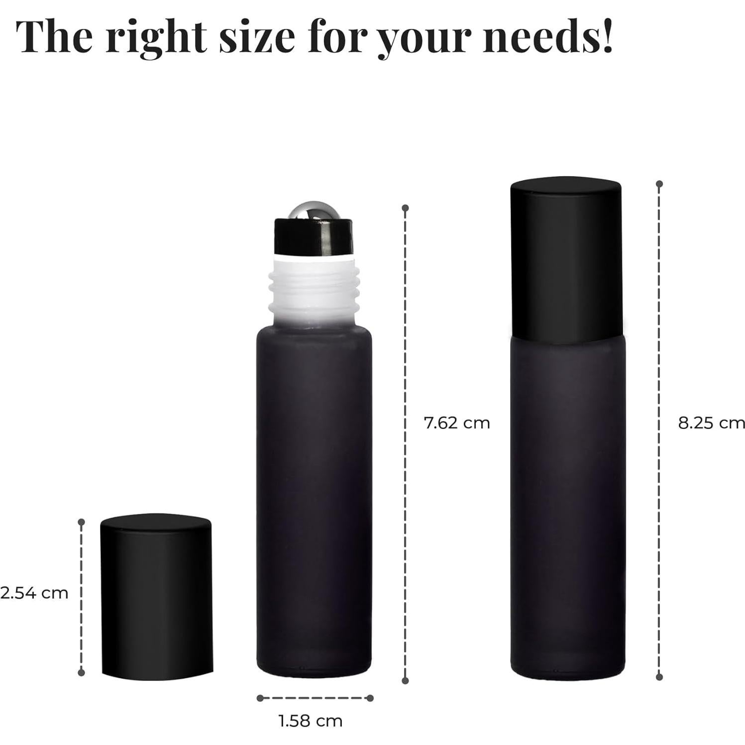 Botellas de Aceite Esencial 10ml Vidrio Esmerilado Negro - 10 Piezas