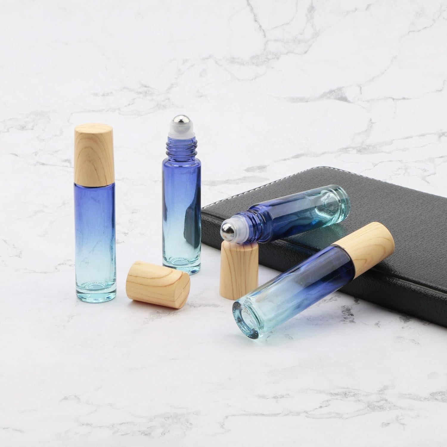 8 Botellas de Rodillo de Vidrio 10 ml Newzoll Azul Gradiente