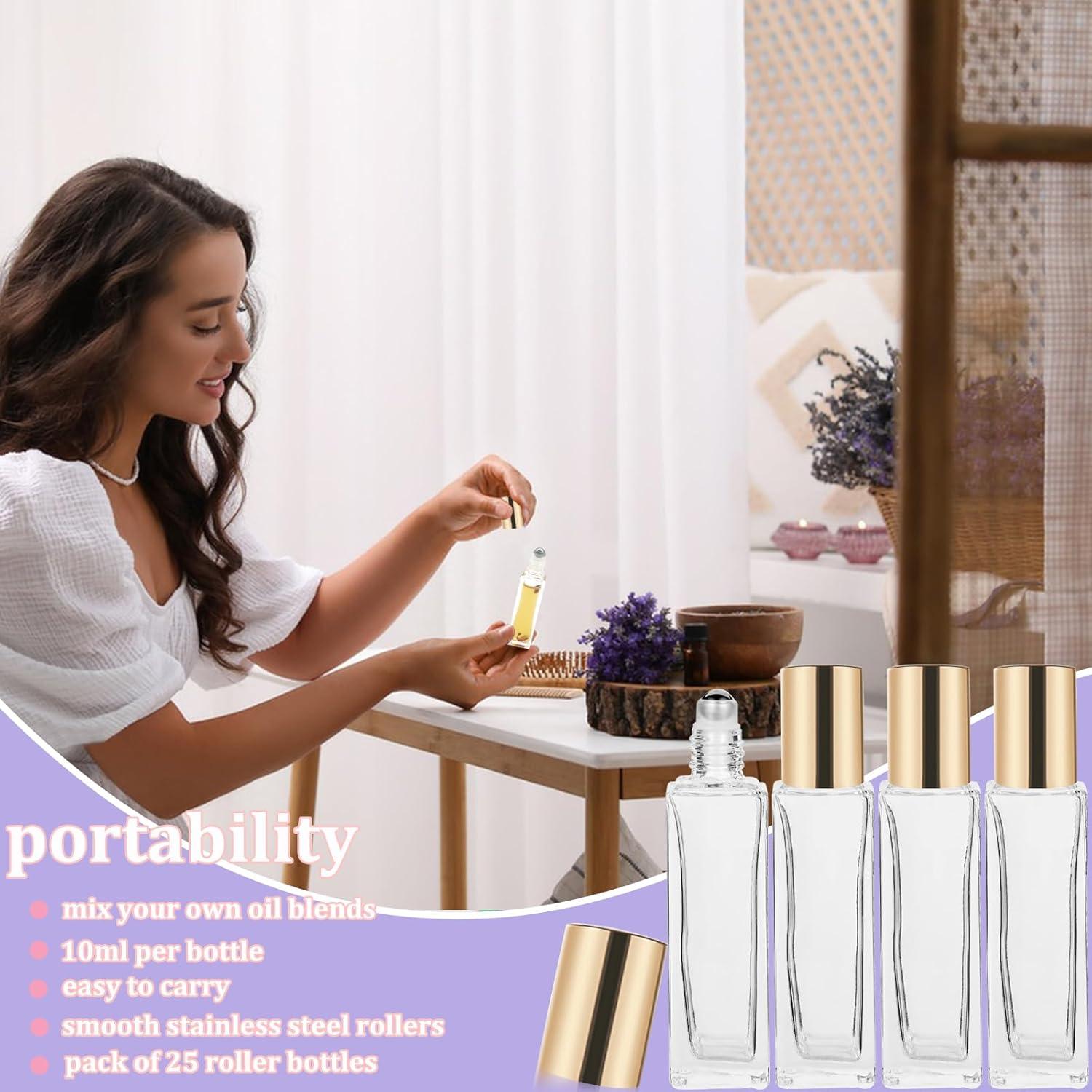 25 Botellas de Vidrio 10 ml para Aceites Esenciales Hzmssore