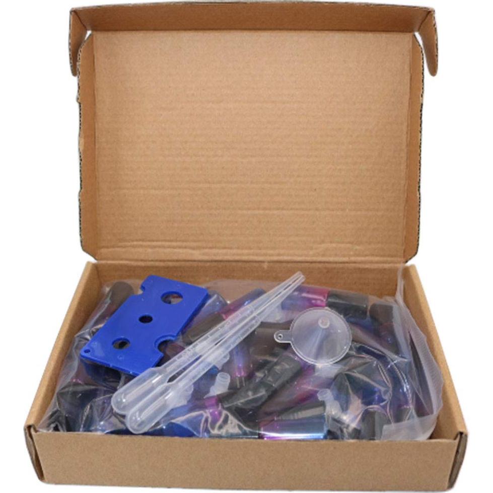 Paquete de 35 botellas de vidrio 5ml rosa-azul para aceites