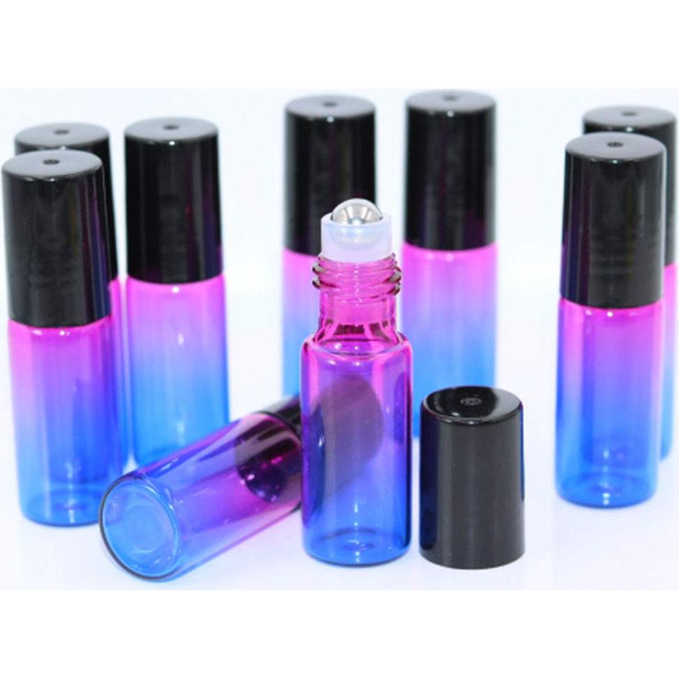 Paquete de 35 botellas de vidrio 5ml rosa-azul para aceites
