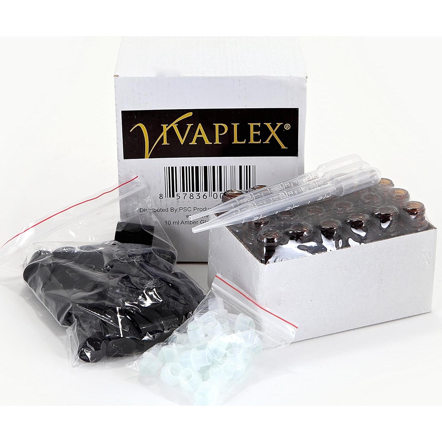 24 Botellas Vidrio Roll On Ámbar 10 ml Vivaplex con Cuentagotas