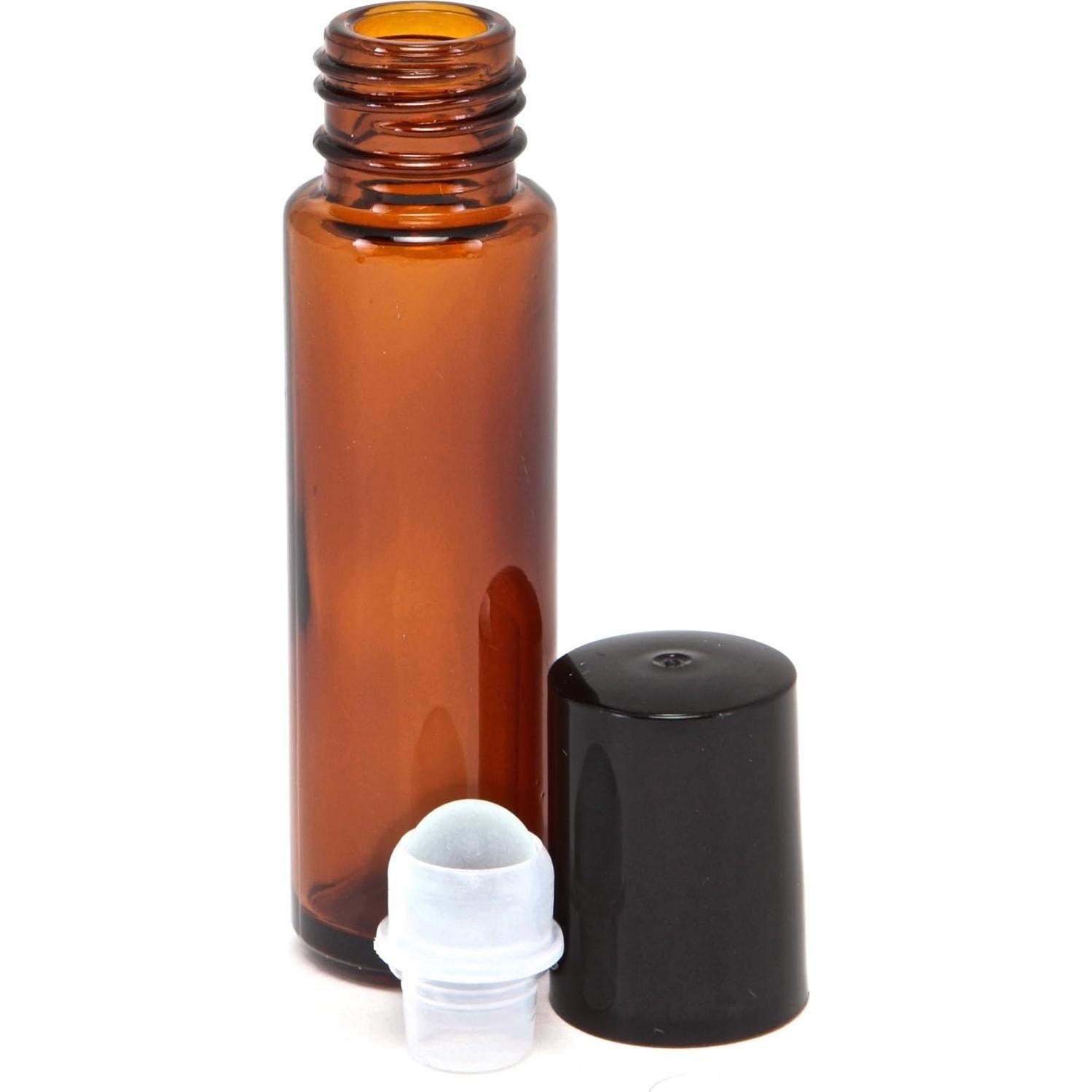 24 Botellas Vidrio Roll On Ámbar 10 ml Vivaplex con Cuentagotas