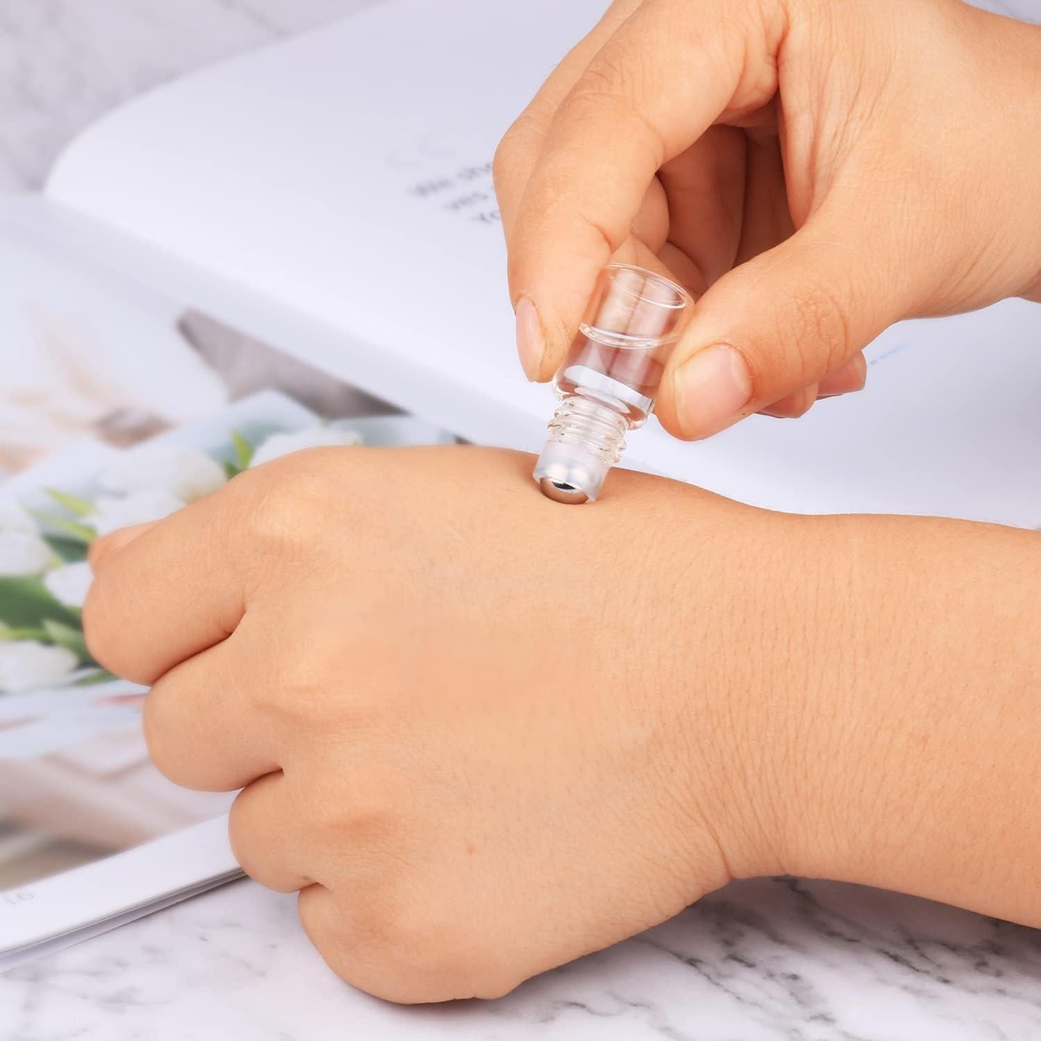 Wresty 25 Botellas de Vidrio 2ml con Tapa Negra para Aceites