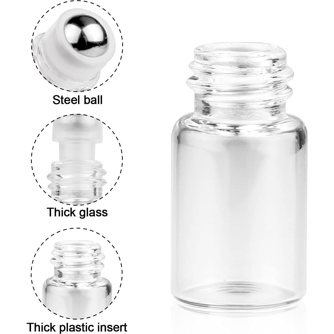 Wresty 25 Botellas de Vidrio 2ml con Tapa Negra para Aceites