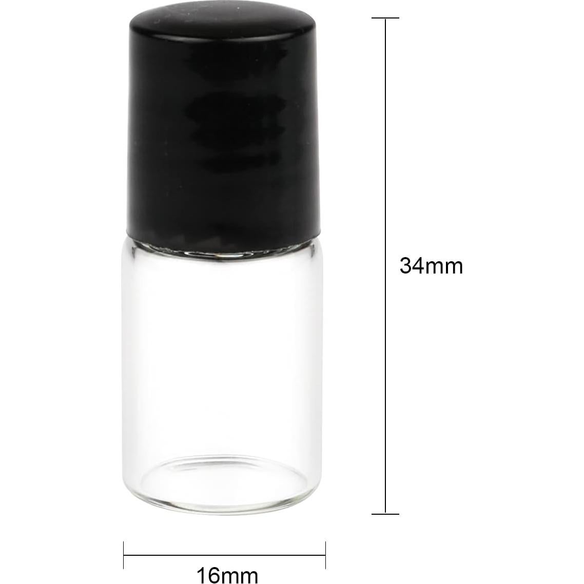 Wresty 25 Botellas de Vidrio 2ml con Tapa Negra para Aceites