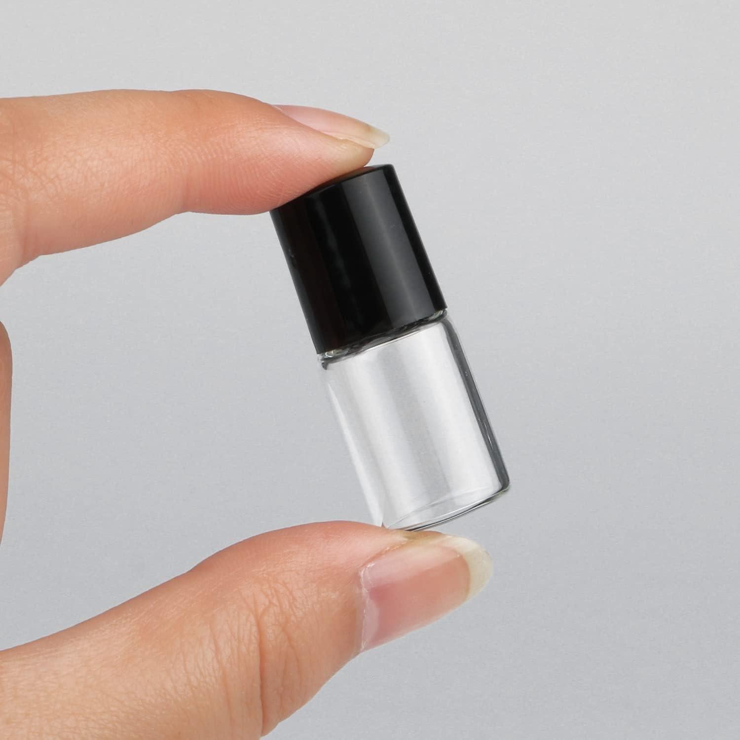 Wresty 25 Botellas de Vidrio 2ml con Tapa Negra para Aceites