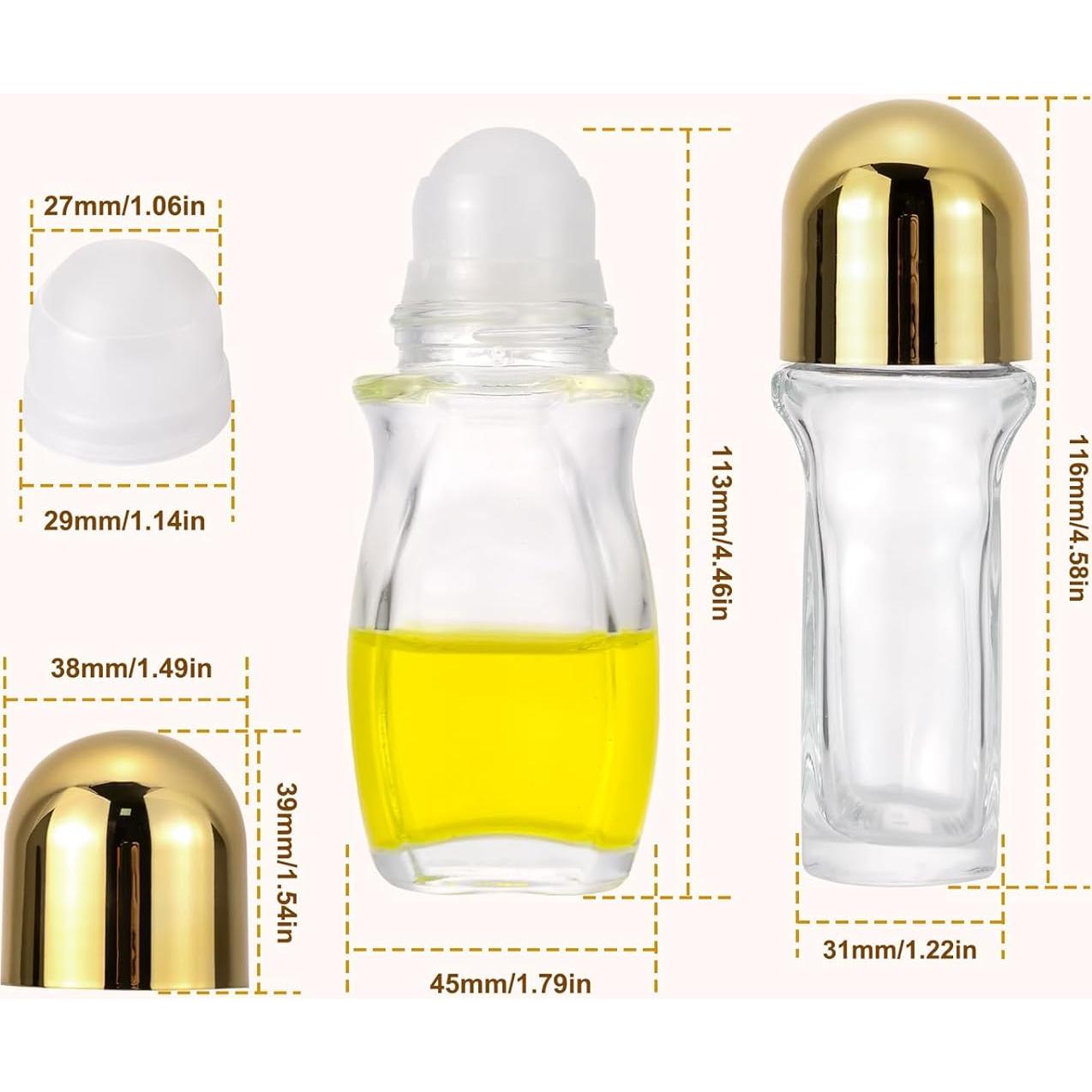 Paquete de 4 Botellas de Rodillo Vidrio 50mL Newzoll Doradas