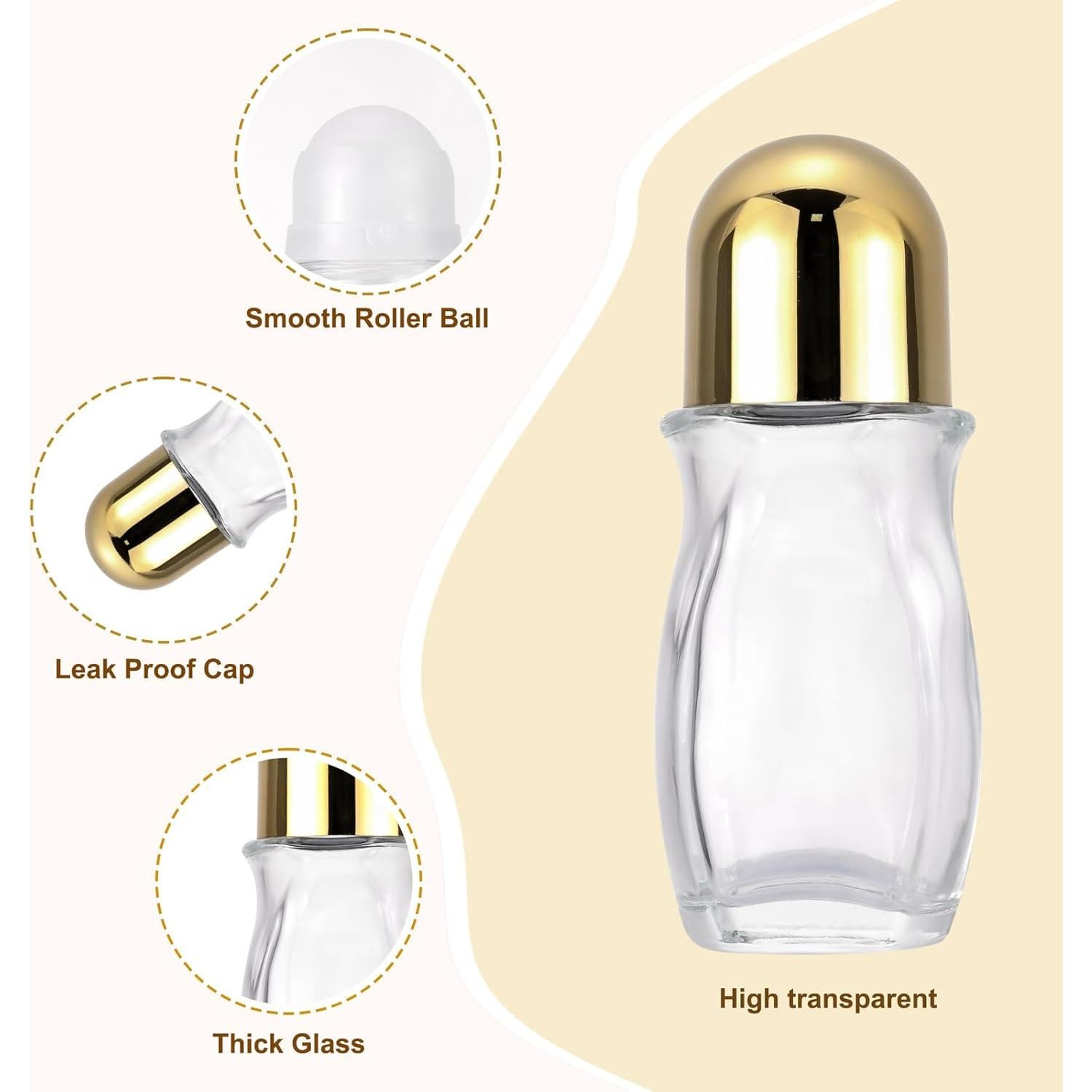 Paquete de 4 Botellas de Rodillo Vidrio 50mL Newzoll Doradas