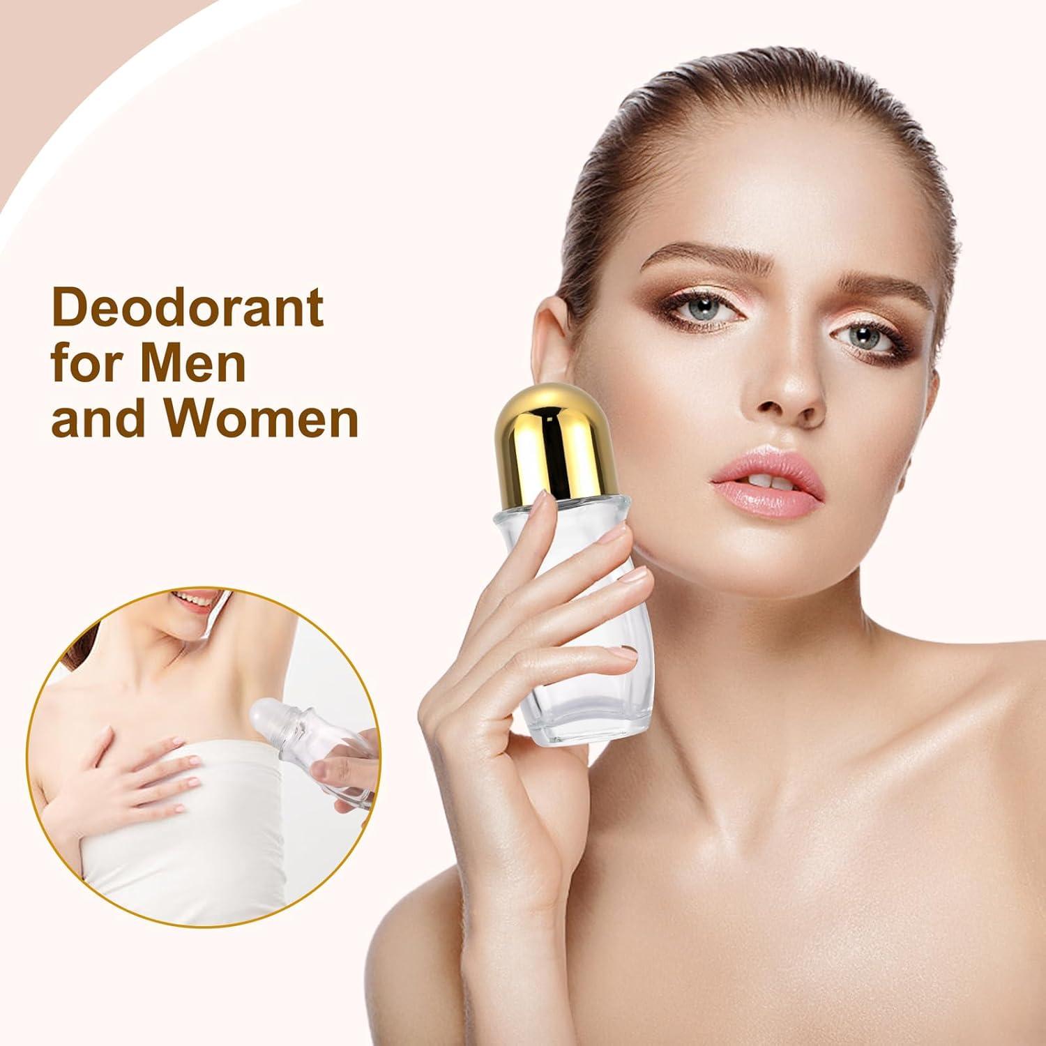 Paquete de 4 Botellas de Rodillo Vidrio 50mL Newzoll Doradas