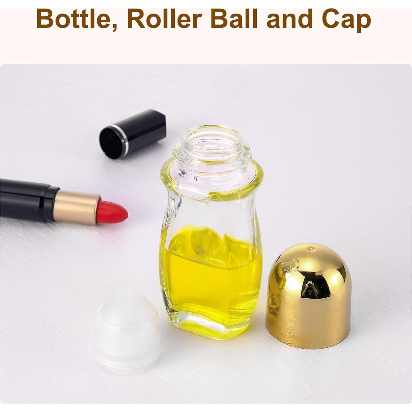 Paquete de 4 Botellas de Rodillo Vidrio 50mL Newzoll Doradas