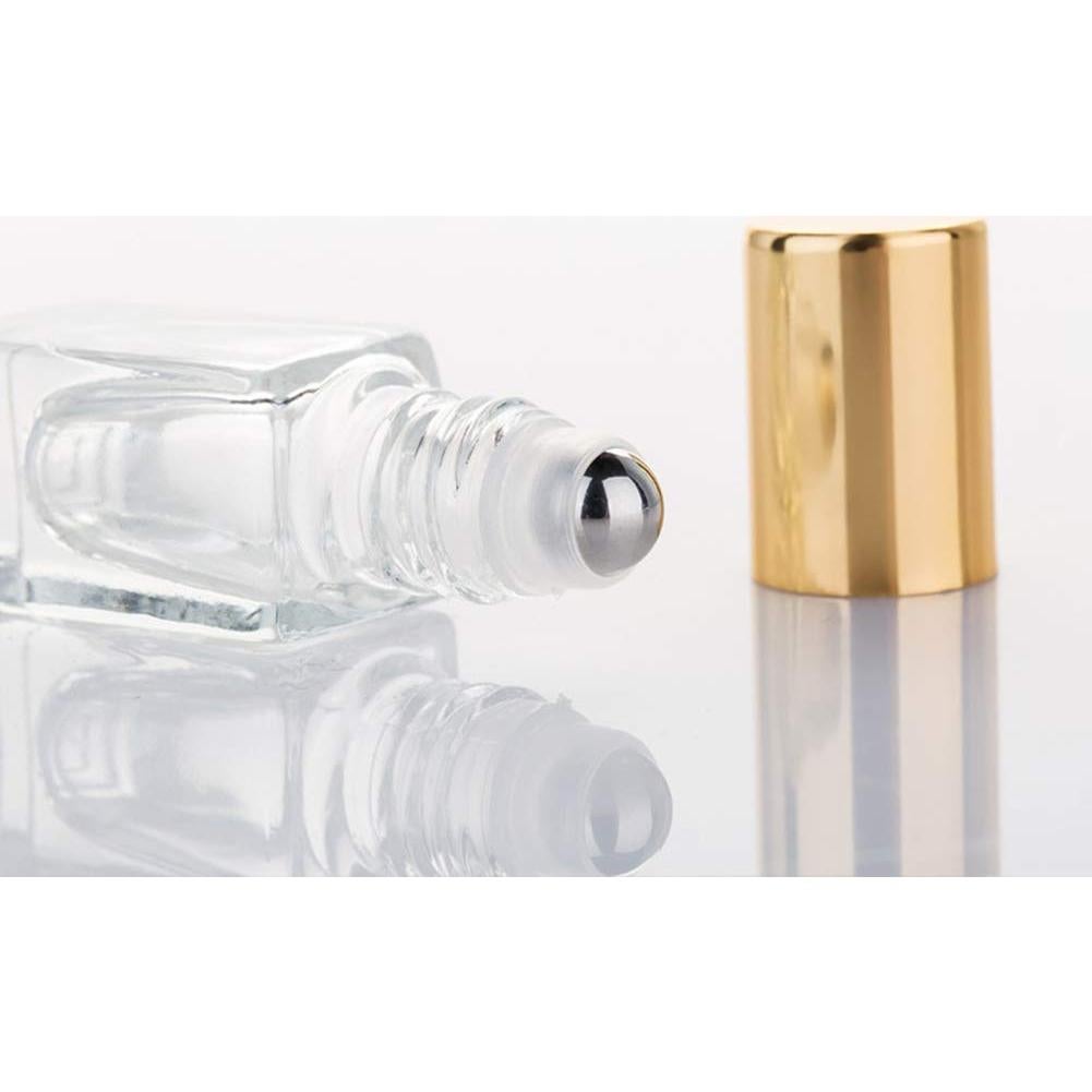 Botellas de Vidrio Cuadradas 3ml con Rodillo Acero - Paquete 10