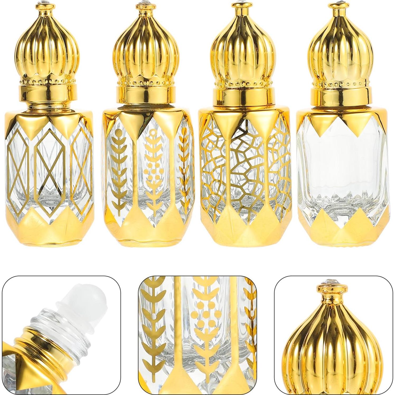 Botellas de Rodillo Ciieeo 6ml de Vidrio Rellenables 4Pcs