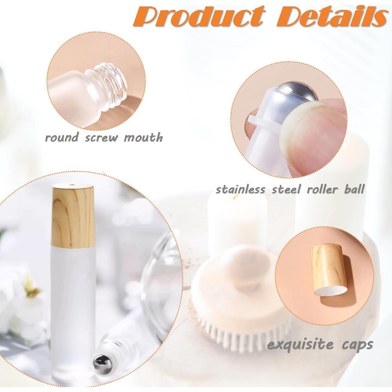 16 Botellas de Vidrio Esmerilado 10ml Doromy con Rodillo