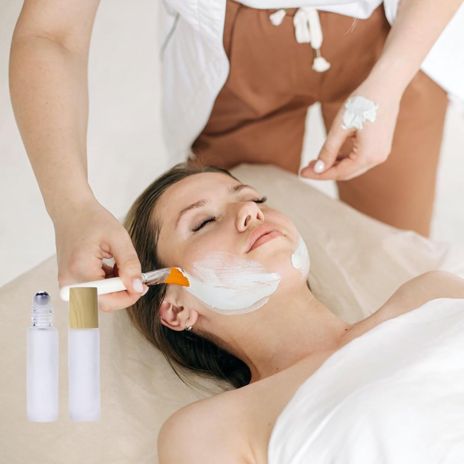 16 Botellas de Vidrio Esmerilado 10ml Doromy con Rodillo