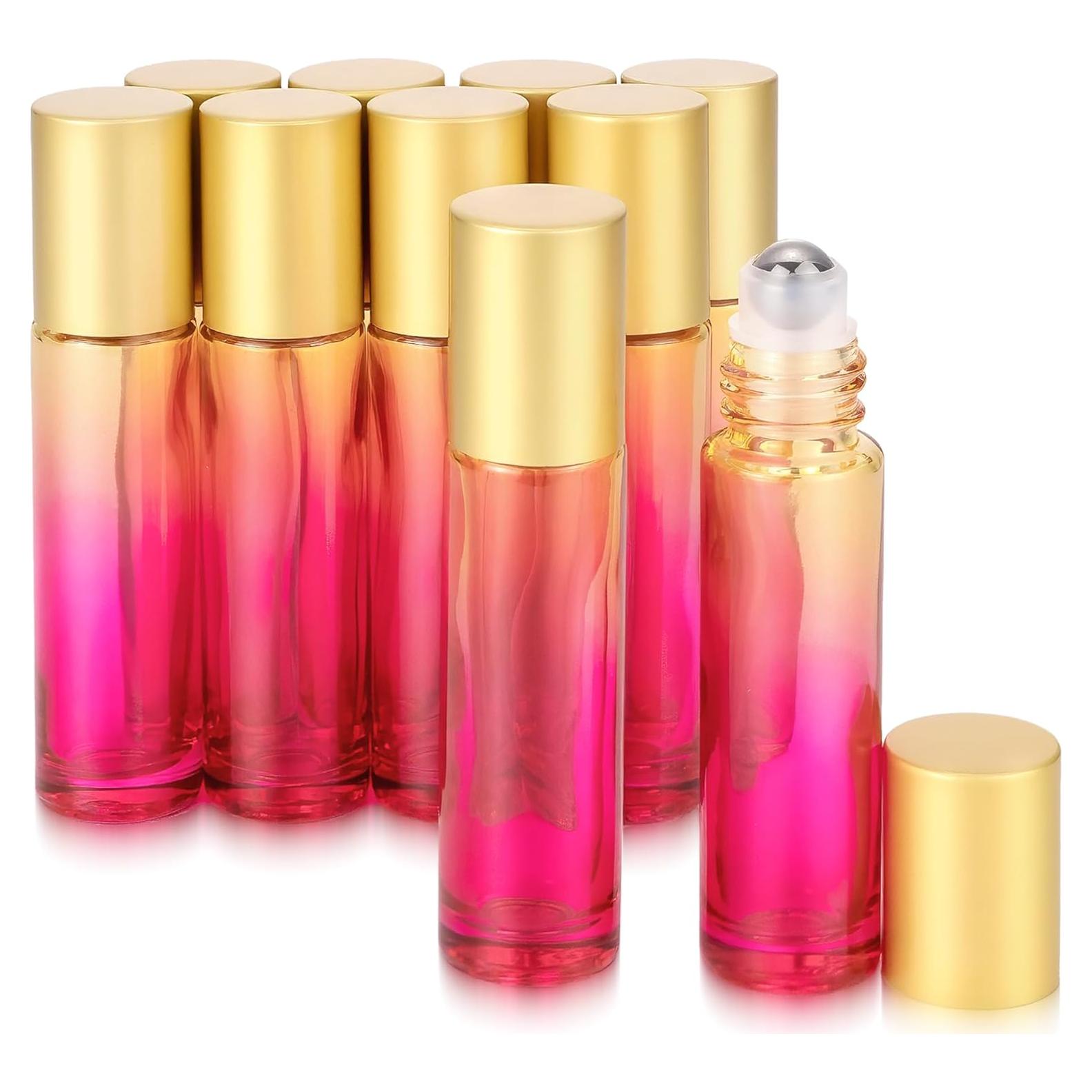 Paquete de 10 Botellas de Rodillo de Vidrio 10ml JIUWU Amarillo-Rosa