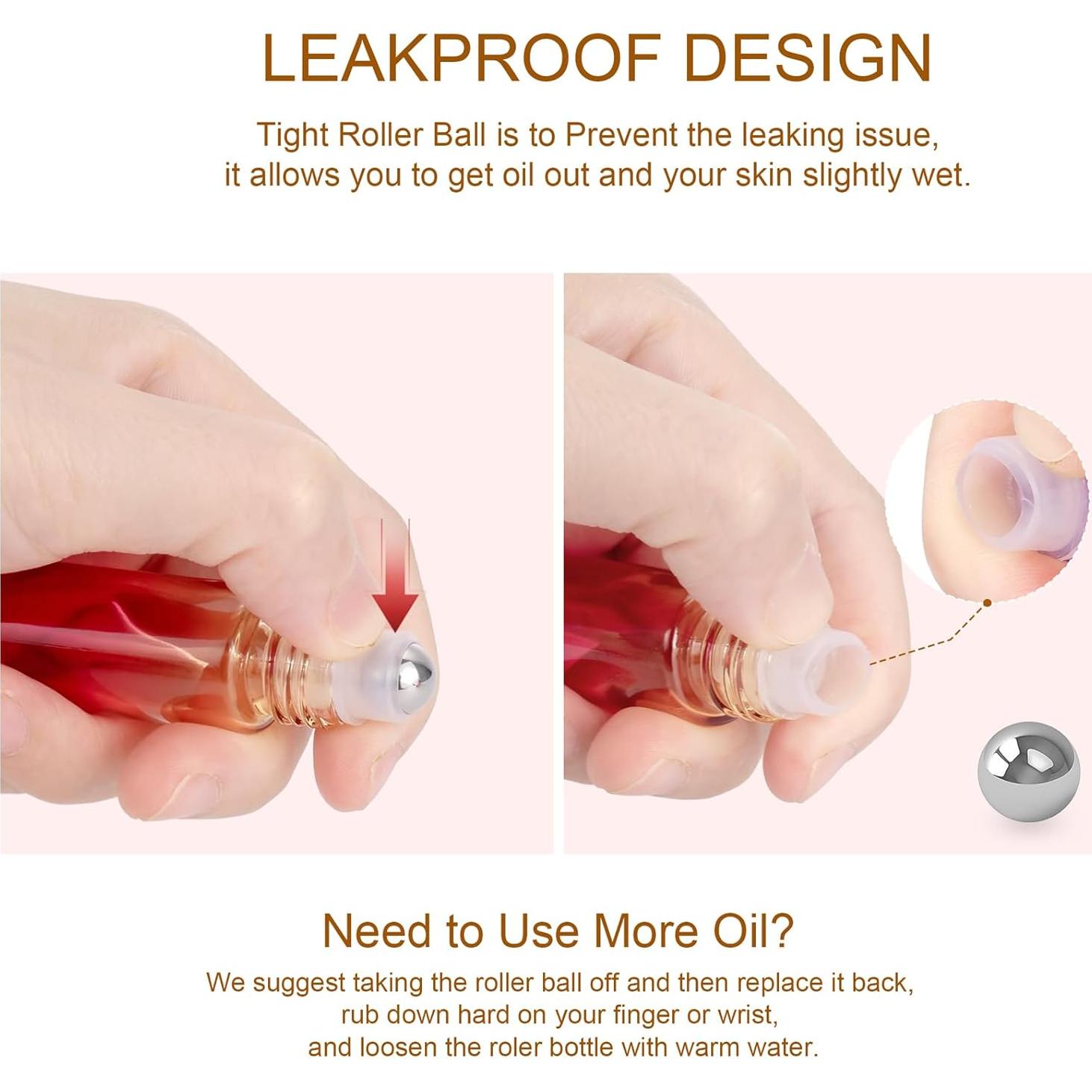 Paquete de 10 Botellas de Rodillo de Vidrio 10ml JIUWU Amarillo-Rosa