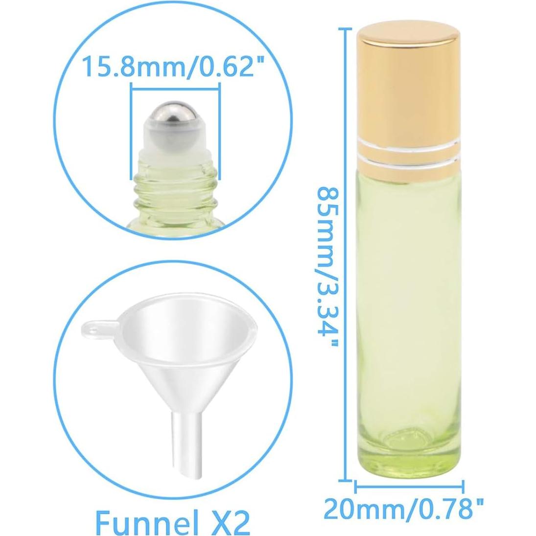 8 Botellas de Rodillo de Vidrio 10ml Newzoll Verde Perla
