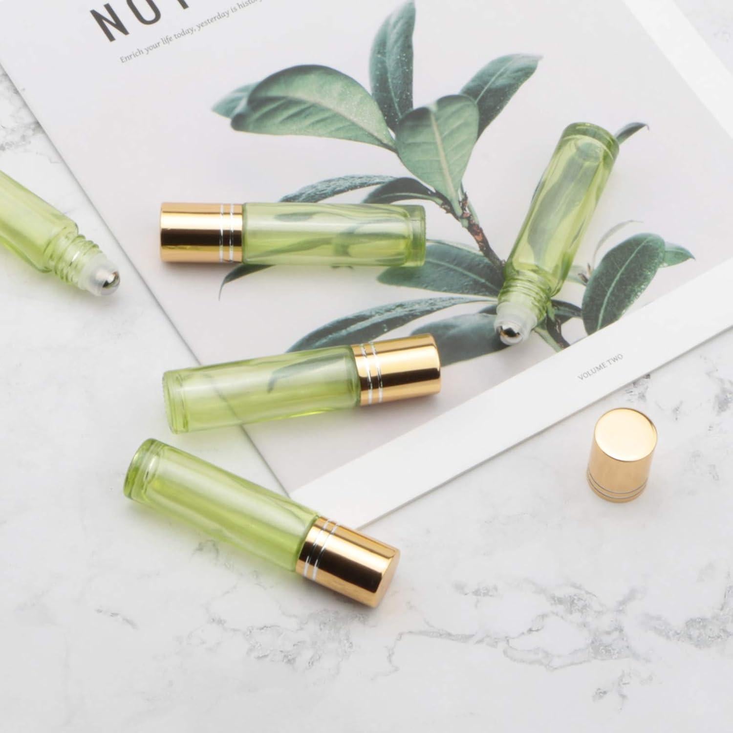 8 Botellas de Rodillo de Vidrio 10ml Newzoll Verde Perla