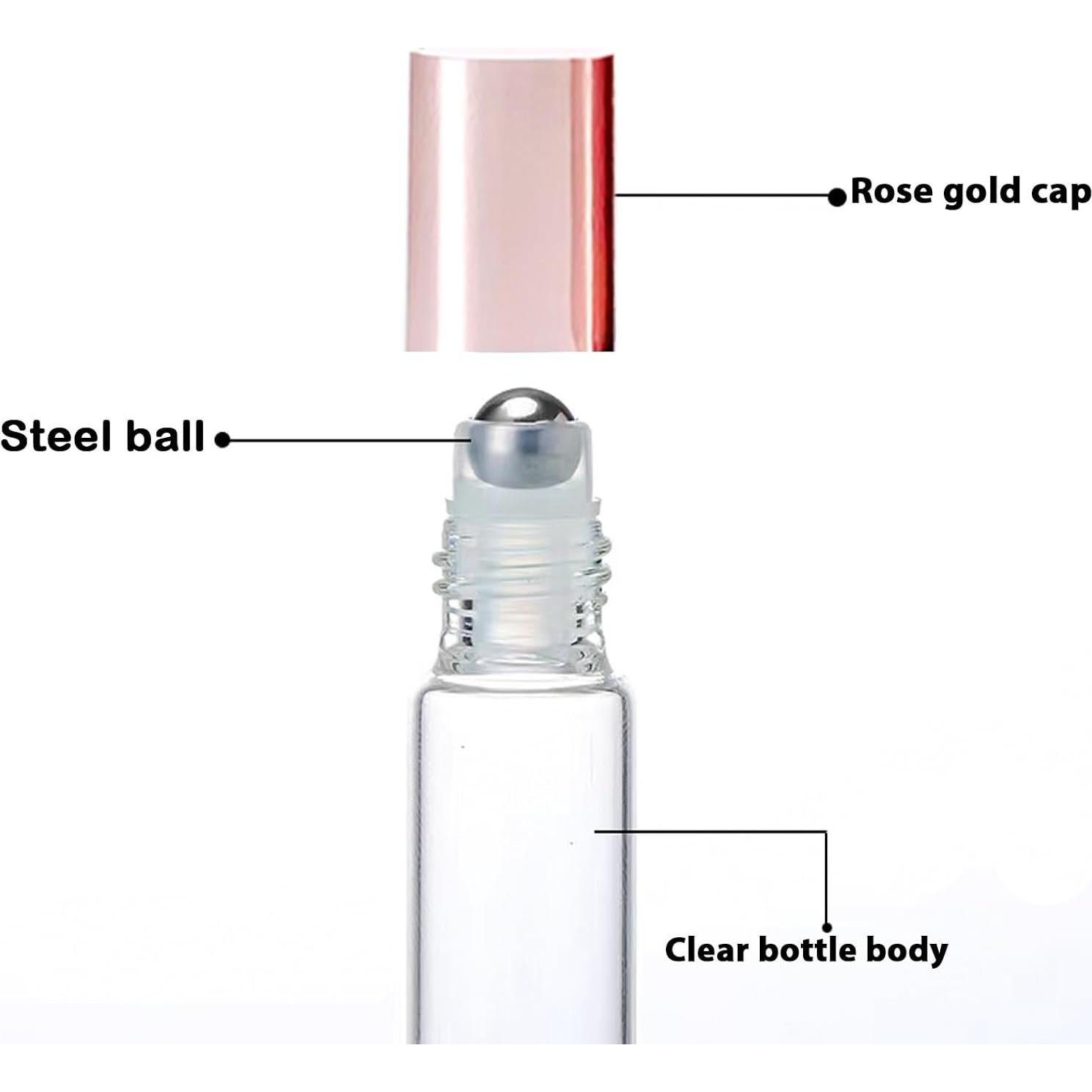 50 Botellas de Vidrio AGENIZ 5ml con Rodillo Acero Inoxidable