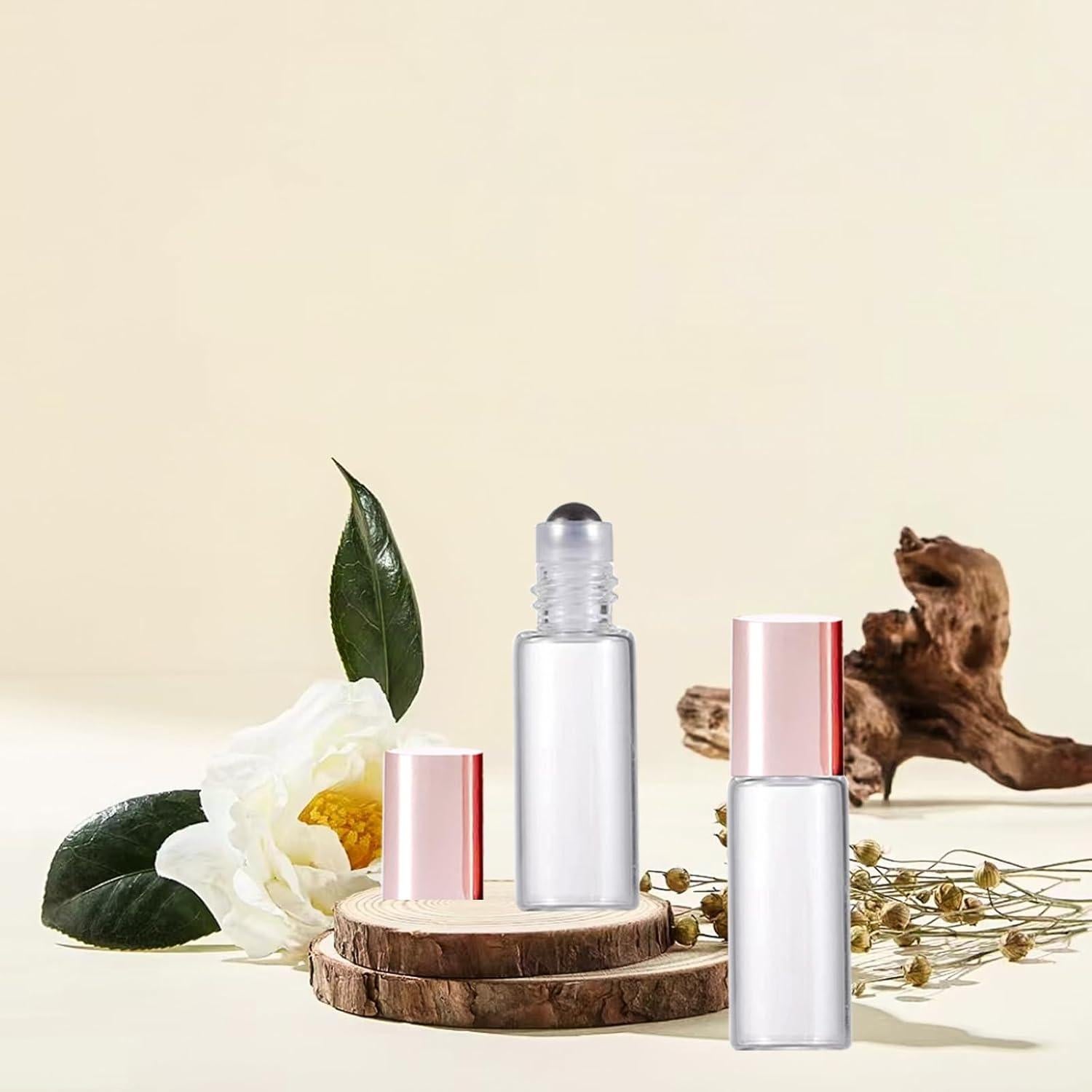 50 Botellas de Vidrio AGENIZ 5ml con Rodillo Acero Inoxidable