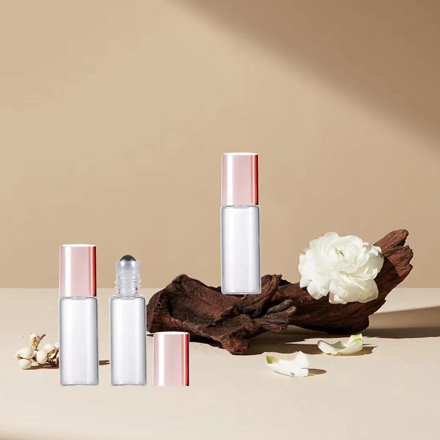 50 Botellas de Vidrio AGENIZ 5ml con Rodillo Acero Inoxidable