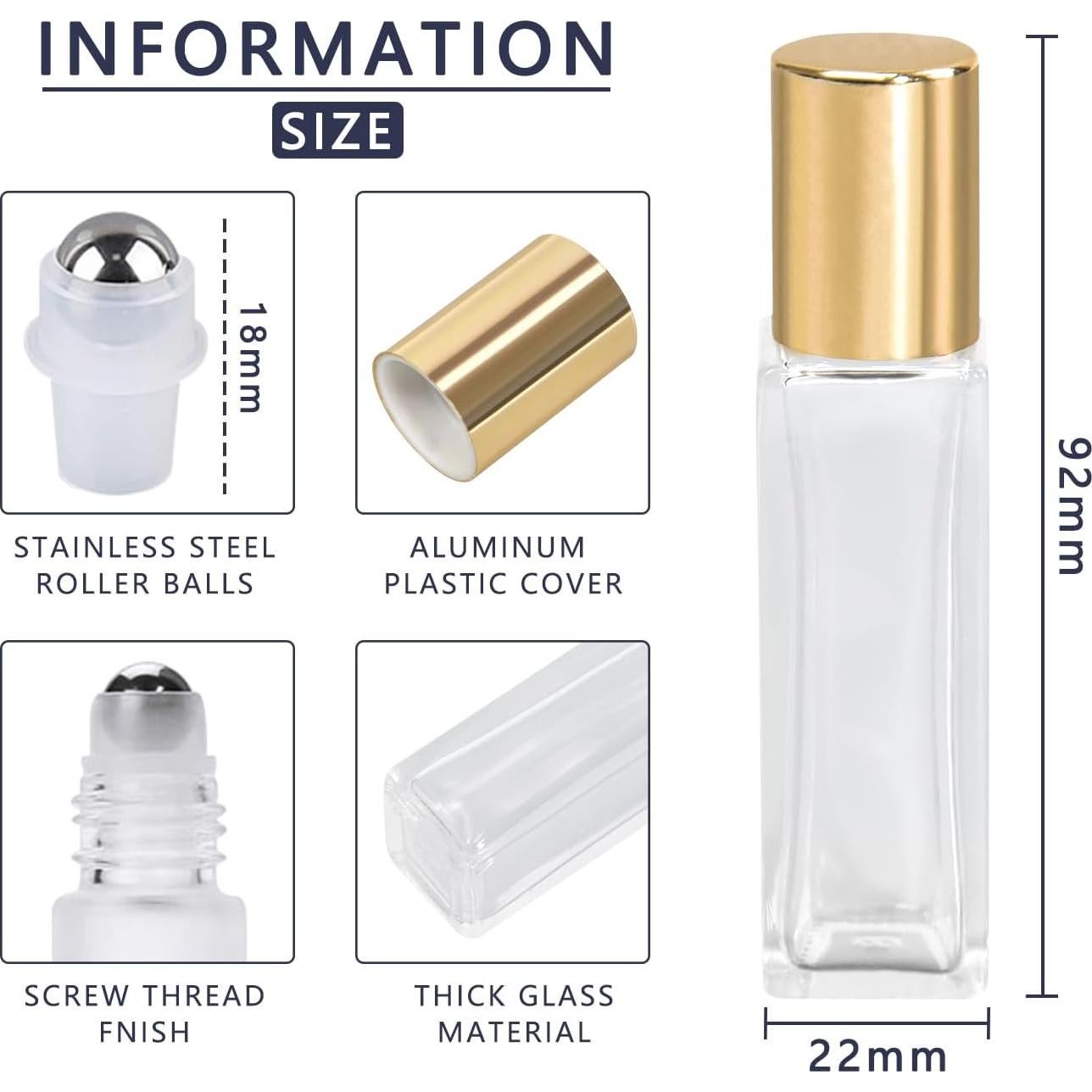 Botellas de Rodillo de Vidrio wifreo 20ml - 4 Pcs Reutilizables