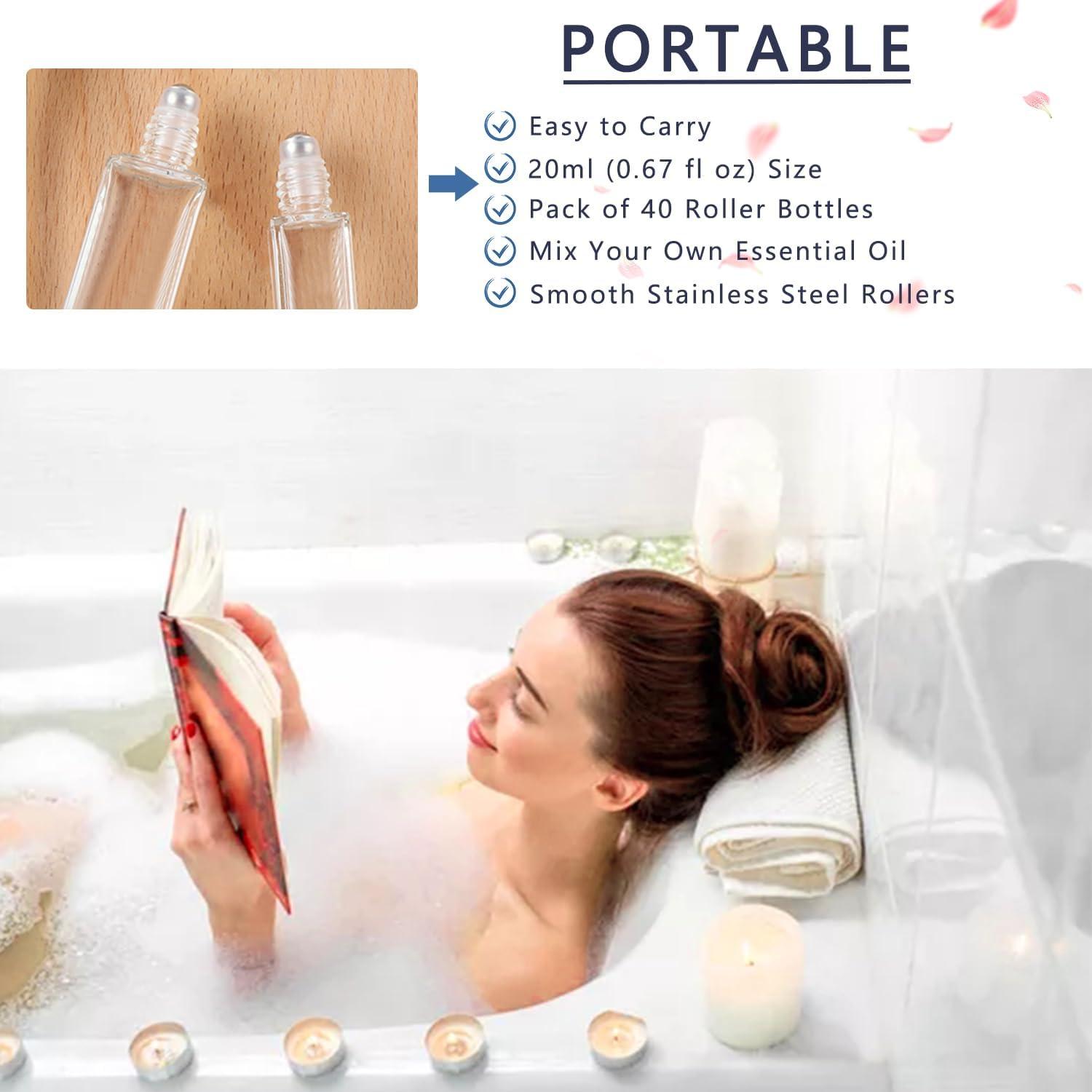 Botellas de Rodillo de Vidrio wifreo 20ml - 4 Pcs Reutilizables