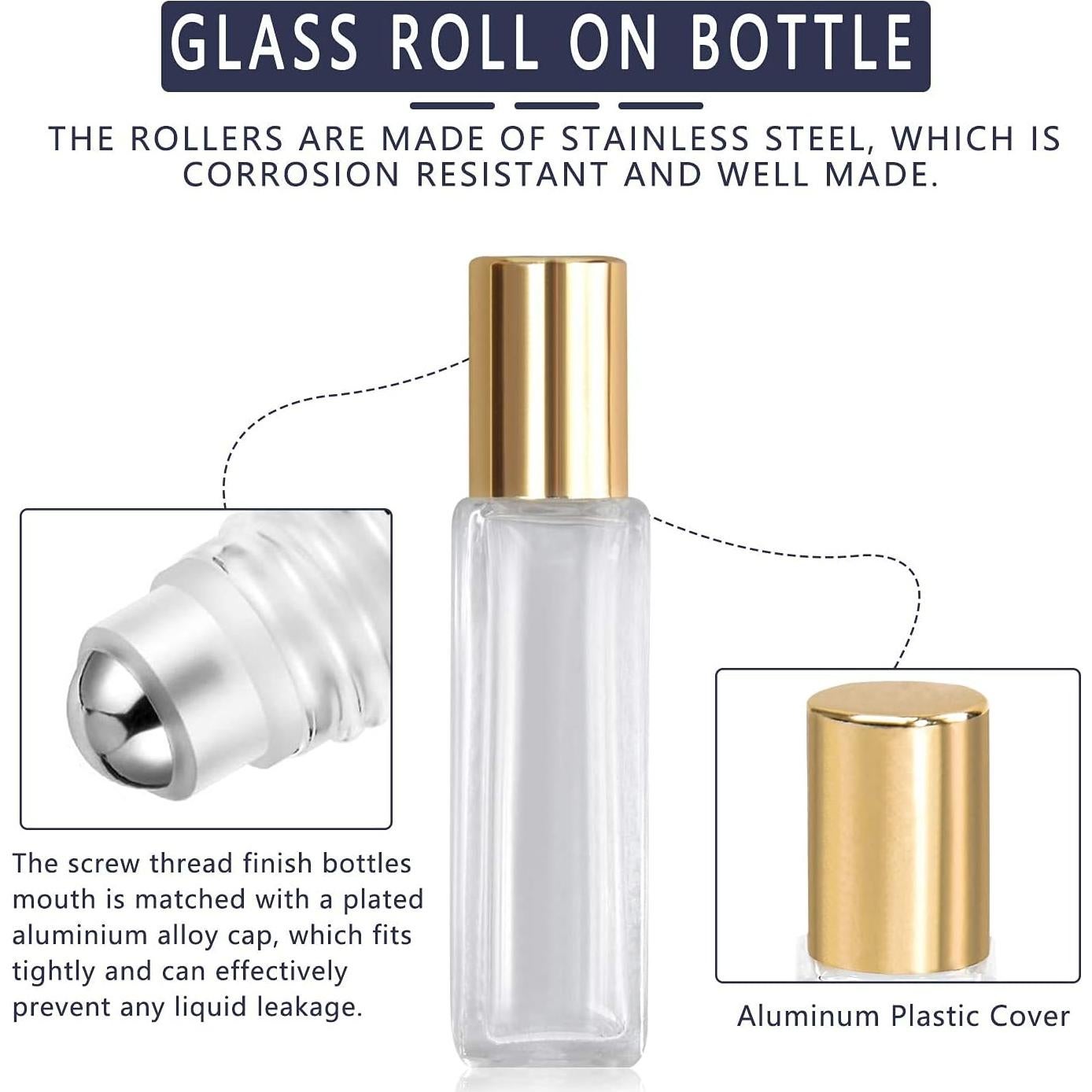 Botellas de Rodillo de Vidrio wifreo 20ml - 4 Pcs Reutilizables