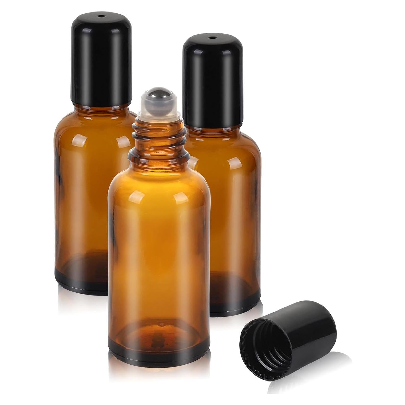 Paquete de 3 Botellas de Rodillo 30ml RAMFIYN Ámbar Reutilizables