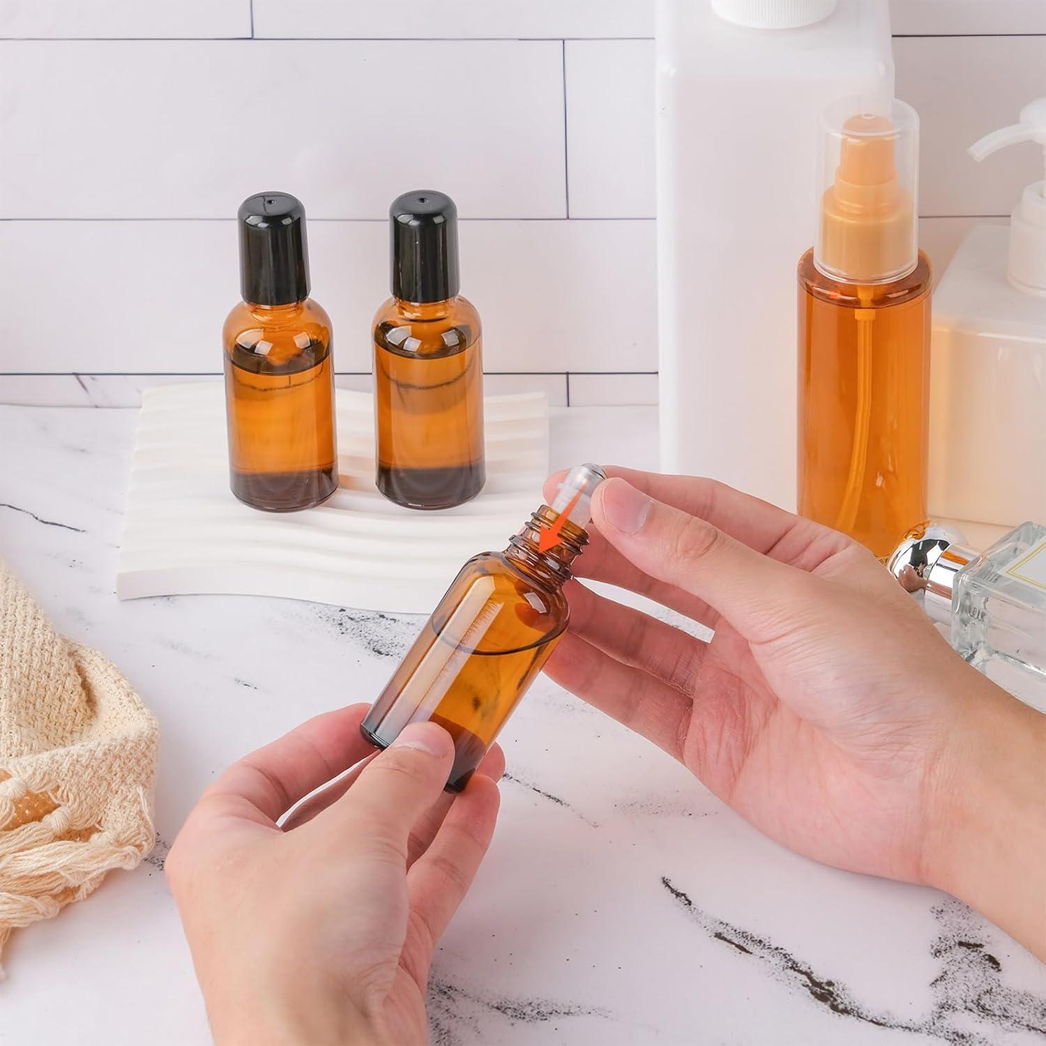 Paquete de 3 Botellas de Rodillo 30ml RAMFIYN Ámbar Reutilizables