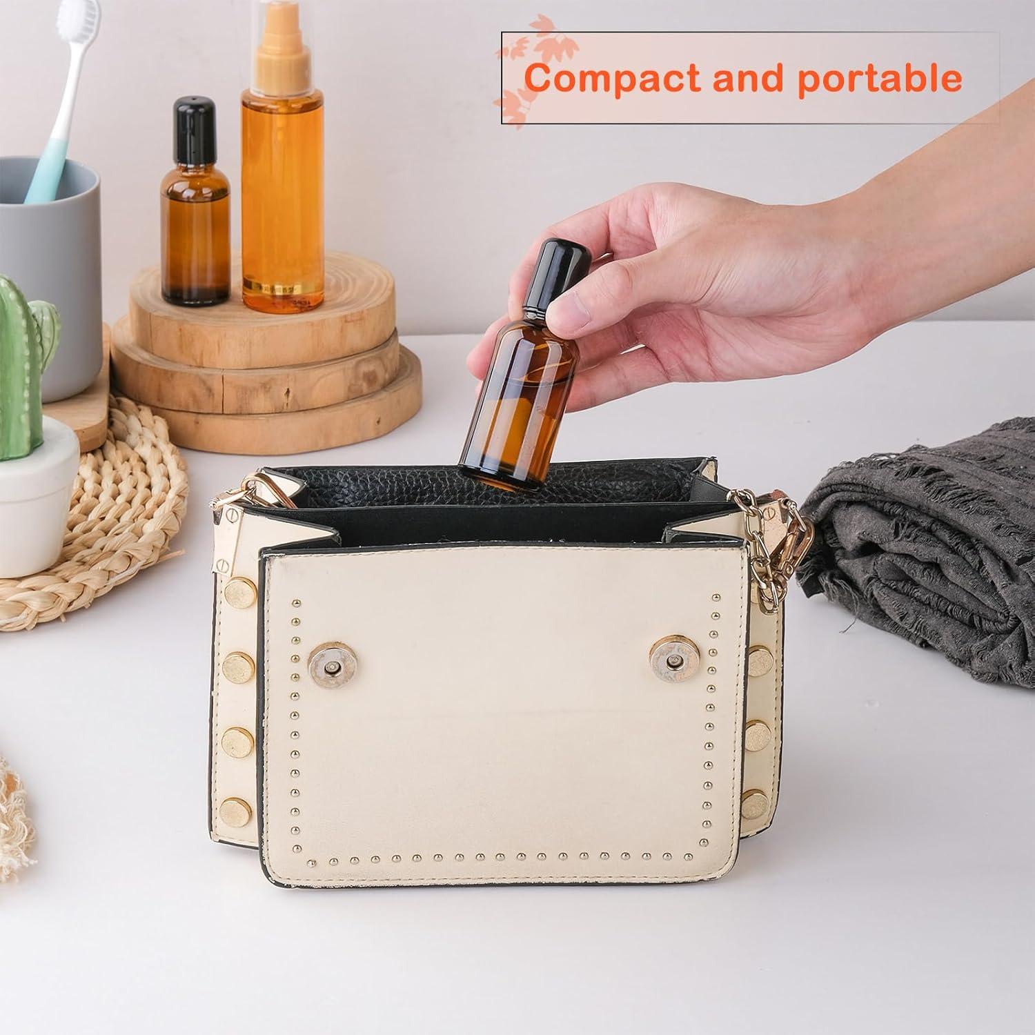 Paquete de 3 Botellas de Rodillo 30ml RAMFIYN Ámbar Reutilizables