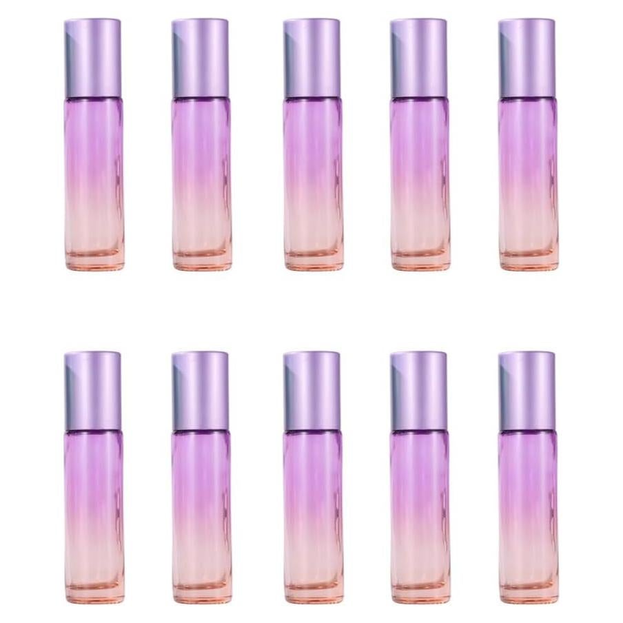 10 Botellas de Rodillo de Vidrio YORROR 10ml Morado Reutilizables