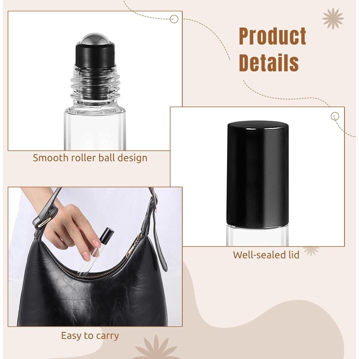 150 Botellas de Aceite Esencial Tideme 10ml Vidrio a Prueba de Fugas