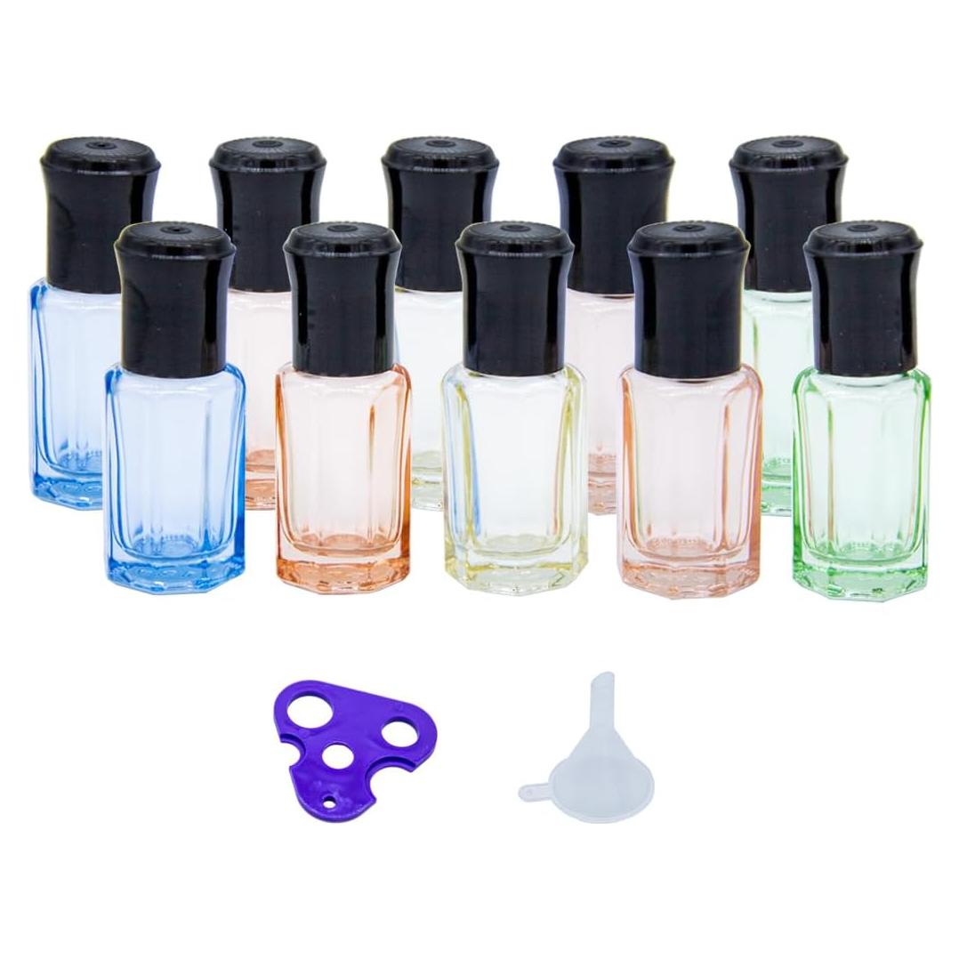 10 Botellas de Rodillo 6ml Tutuxio Vidrio Colores Múltiples