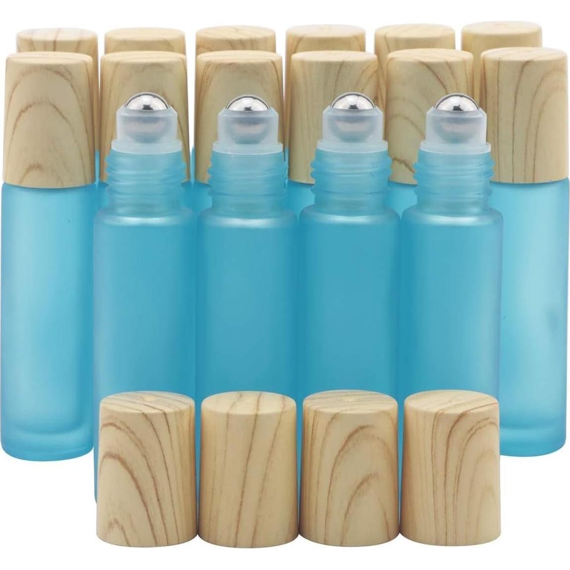 Botellas de Aceite Esencial Ellbest 16pcs 10ml Vidrio Cian-azul Mate