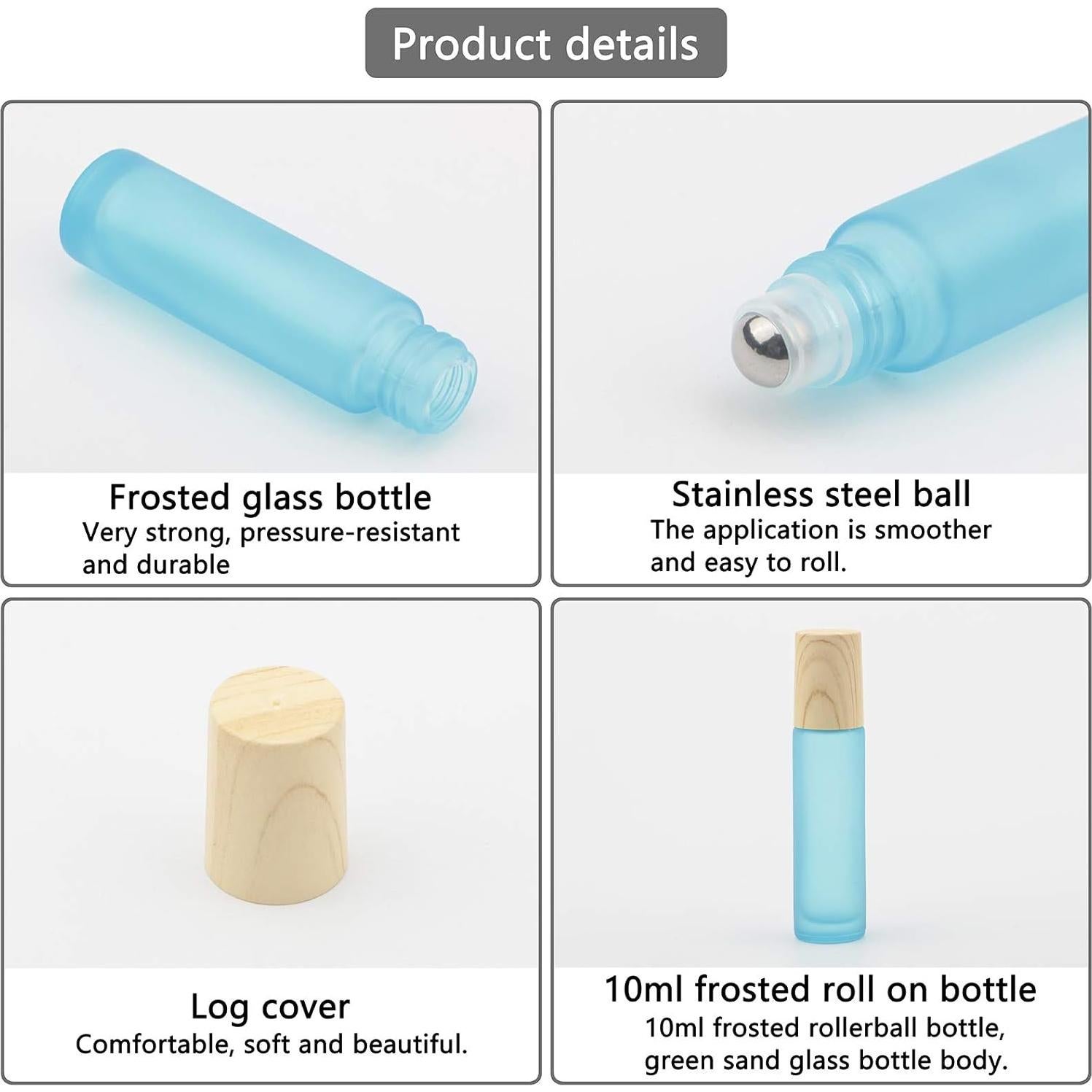 Botellas de Aceite Esencial Ellbest 16pcs 10ml Vidrio Cian-azul Mate