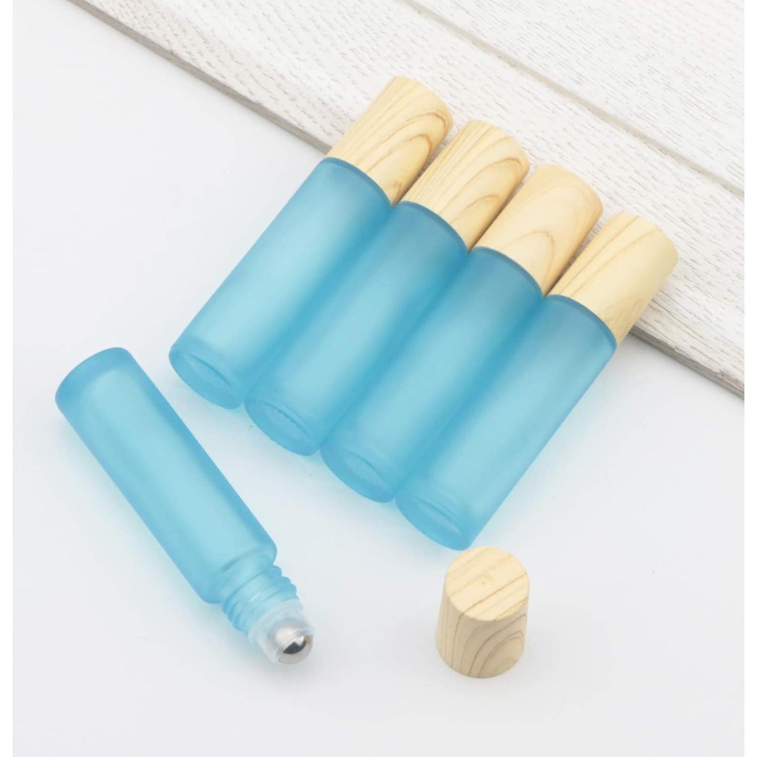 Botellas de Aceite Esencial Ellbest 16pcs 10ml Vidrio Cian-azul Mate