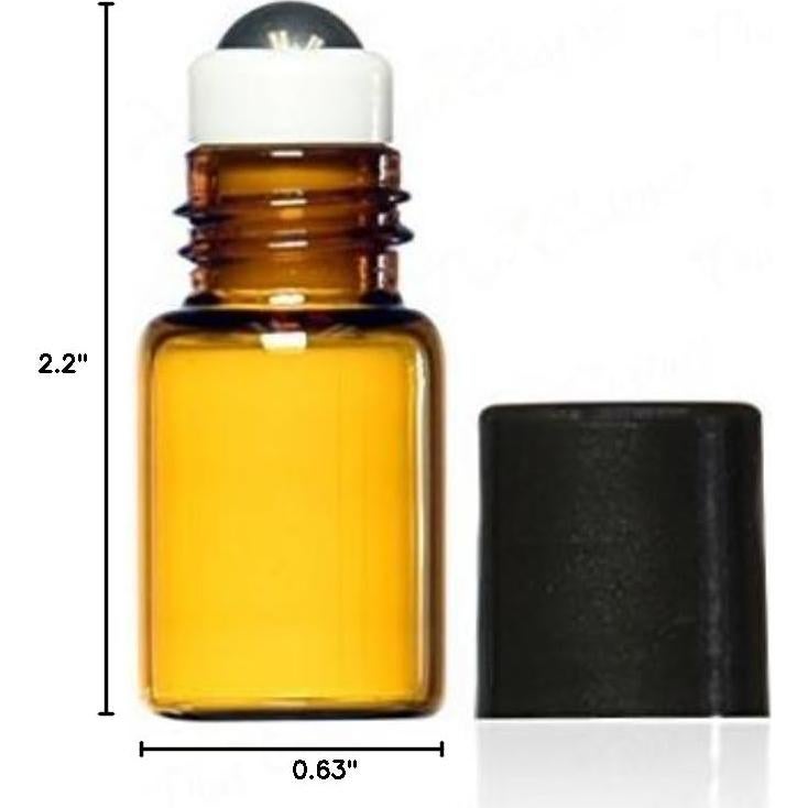 Botellas de Vidrio Ámbar 5 ML WOIWO con Rodillo Acero Inoxidable